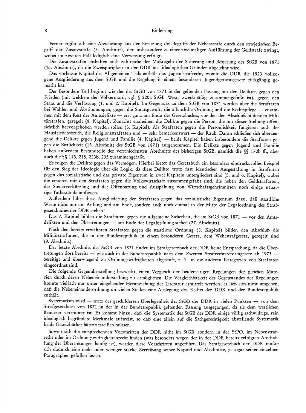 Strafgesetzgebung in Deutschland [Bundesrepublik Deutschland (BRD) und Deutsche Demokratische Republik (DDR)] 1972, Seite 8 (Str.-Ges. Dtl. StGB BRD DDR 1972, S. 8)