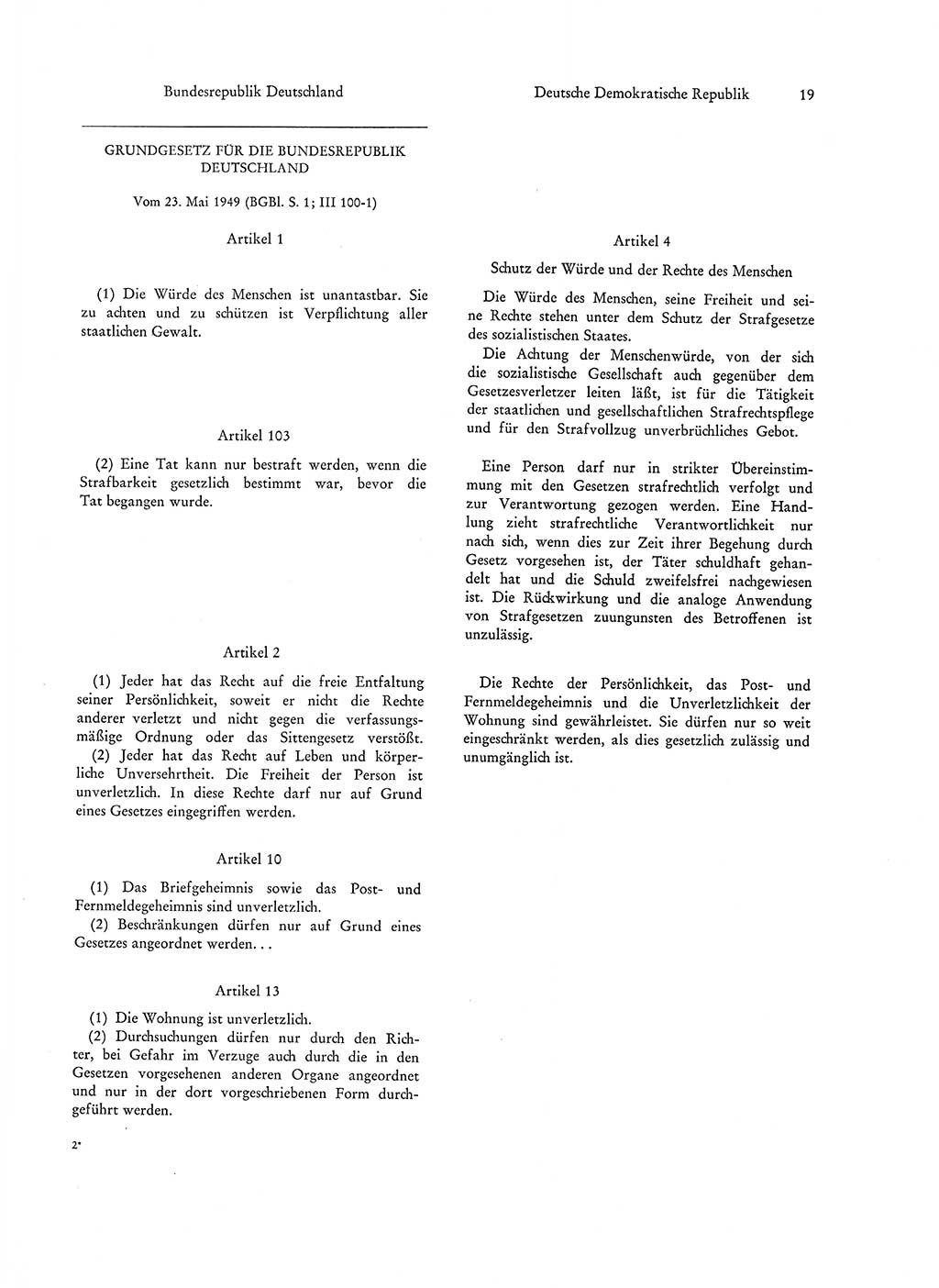 Strafgesetzgebung in Deutschland [Bundesrepublik Deutschland (BRD) und Deutsche Demokratische Republik (DDR)] 1972, Seite 19 (Str.-Ges. Dtl. StGB BRD DDR 1972, S. 19)