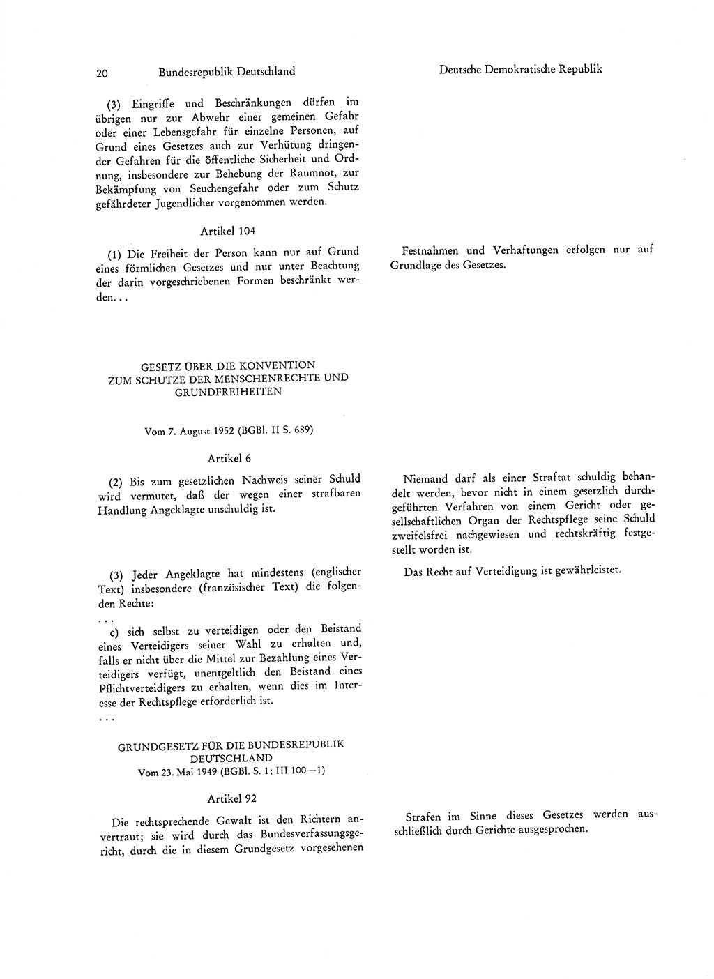Strafgesetzgebung in Deutschland [Bundesrepublik Deutschland (BRD) und Deutsche Demokratische Republik (DDR)] 1972, Seite 20 (Str.-Ges. Dtl. StGB BRD DDR 1972, S. 20)