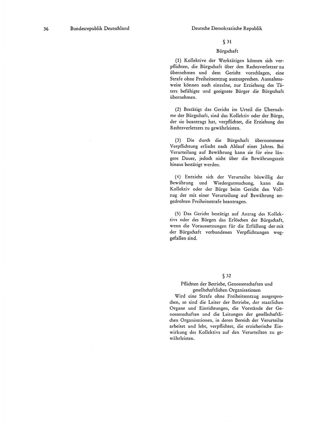 Strafgesetzgebung in Deutschland [Bundesrepublik Deutschland (BRD) und Deutsche Demokratische Republik (DDR)] 1972, Seite 36 (Str.-Ges. Dtl. StGB BRD DDR 1972, S. 36)