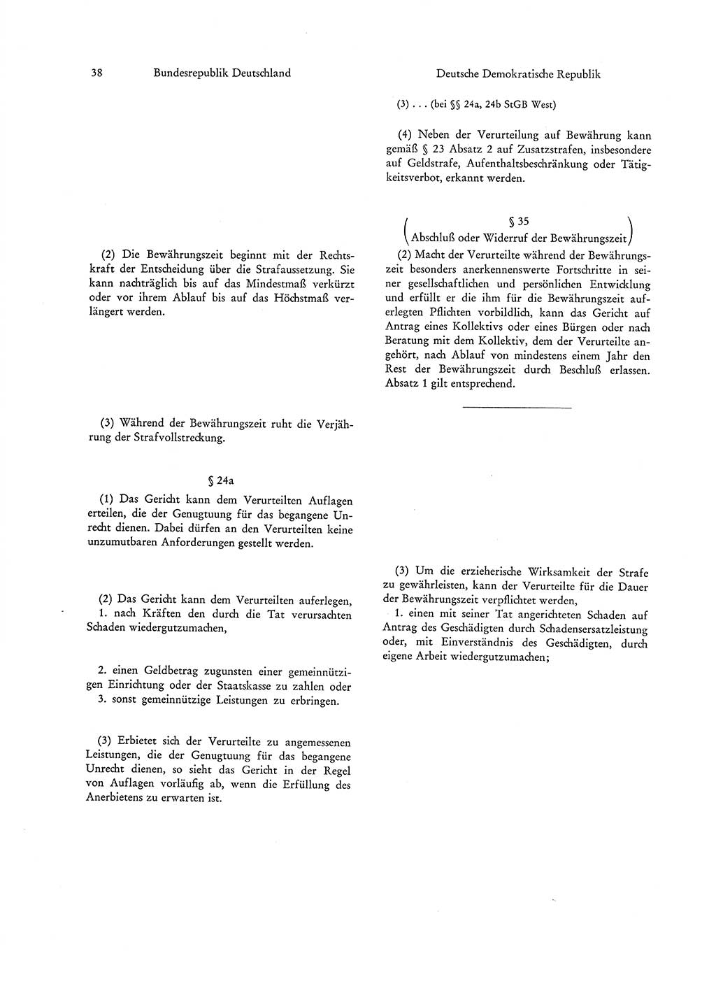 Strafgesetzgebung in Deutschland [Bundesrepublik Deutschland (BRD) und Deutsche Demokratische Republik (DDR)] 1972, Seite 38 (Str.-Ges. Dtl. StGB BRD DDR 1972, S. 38)