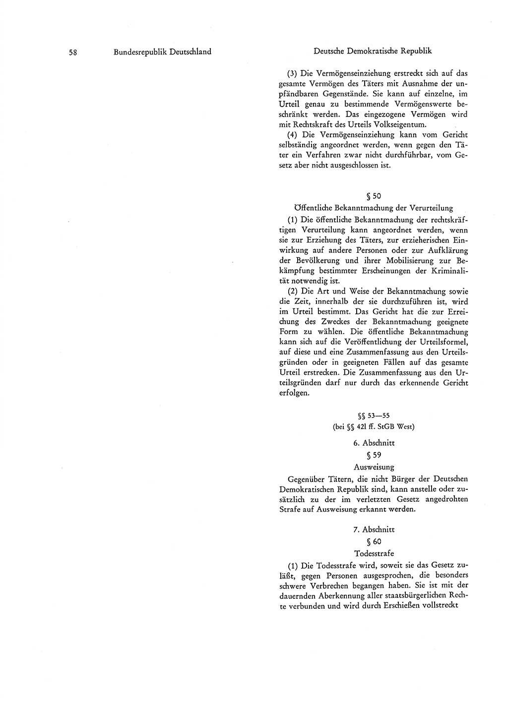 Strafgesetzgebung in Deutschland [Bundesrepublik Deutschland (BRD) und Deutsche Demokratische Republik (DDR)] 1972, Seite 58 (Str.-Ges. Dtl. StGB BRD DDR 1972, S. 58)