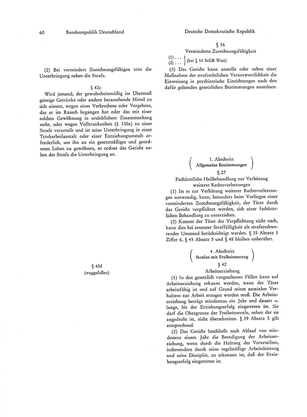 Strafgesetzgebung in Deutschland [Bundesrepublik Deutschland (BRD) und Deutsche Demokratische Republik (DDR)] 1972, Seite 60 (Str.-Ges. Dtl. StGB BRD DDR 1972, S. 60)