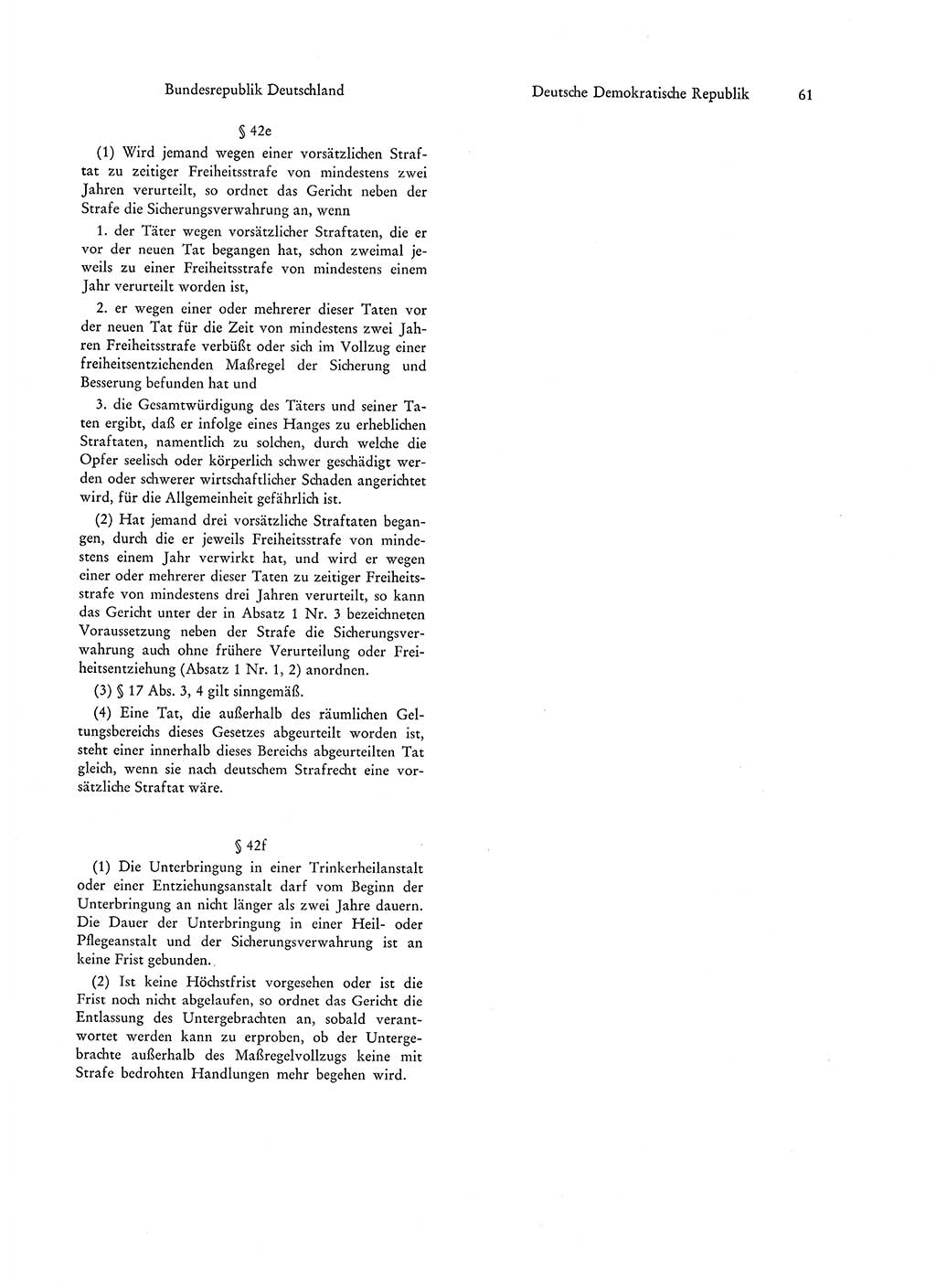 Strafgesetzgebung in Deutschland [Bundesrepublik Deutschland (BRD) und Deutsche Demokratische Republik (DDR)] 1972, Seite 61 (Str.-Ges. Dtl. StGB BRD DDR 1972, S. 61)