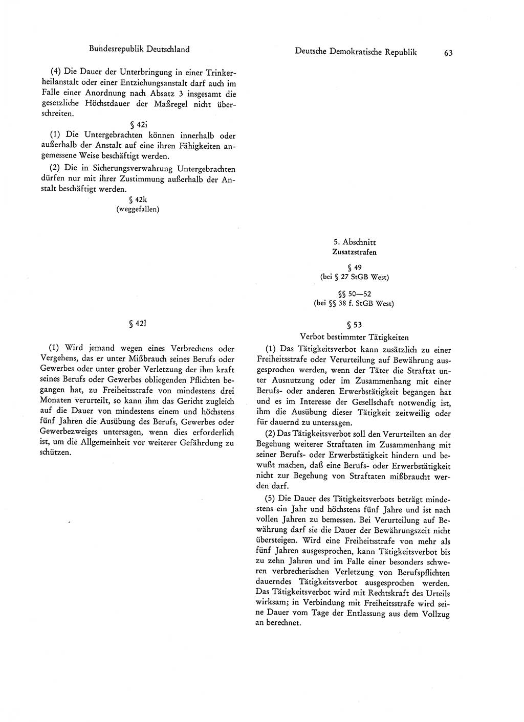 Strafgesetzgebung in Deutschland [Bundesrepublik Deutschland (BRD) und Deutsche Demokratische Republik (DDR)] 1972, Seite 63 (Str.-Ges. Dtl. StGB BRD DDR 1972, S. 63)