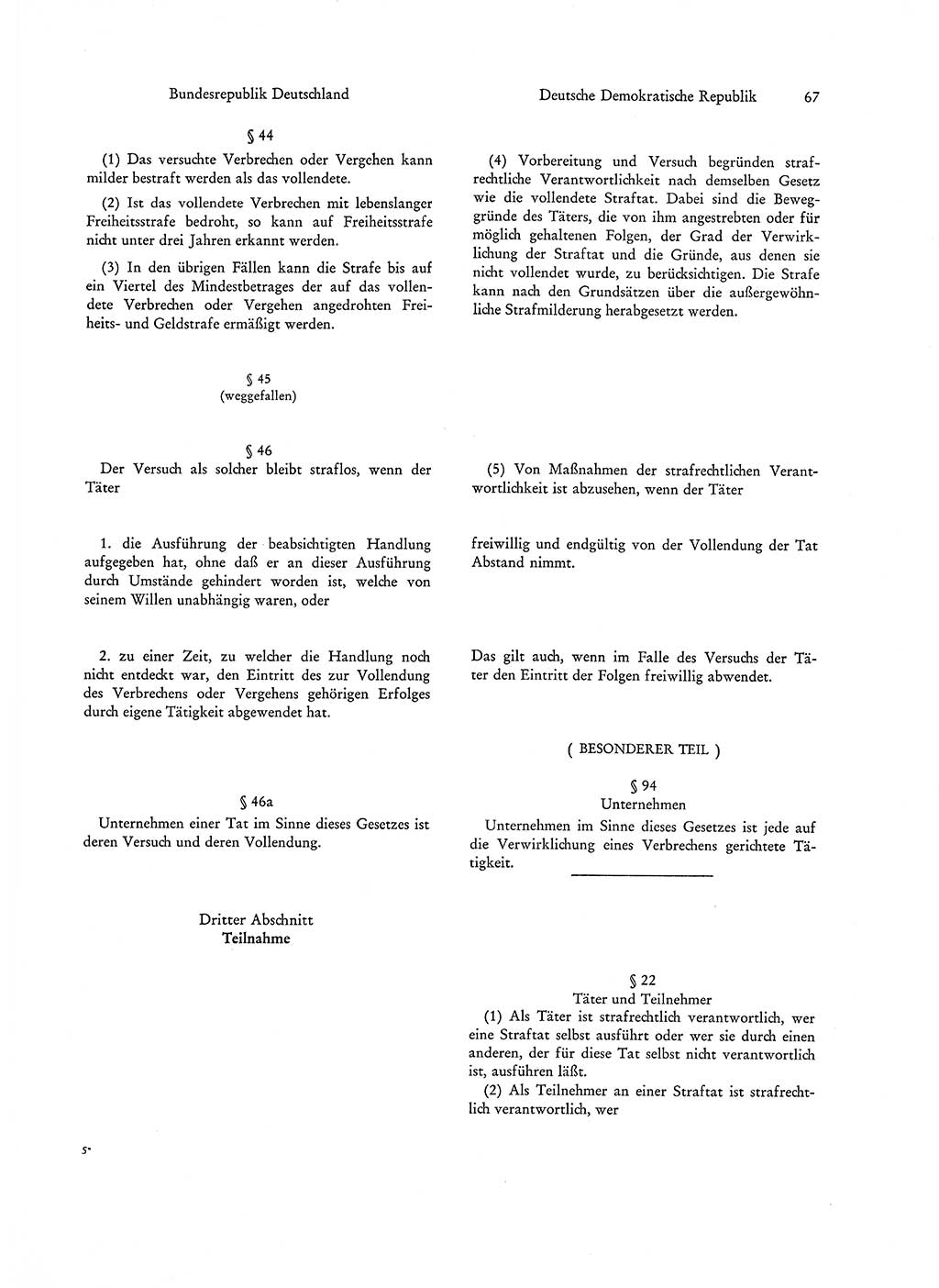 Strafgesetzgebung in Deutschland [Bundesrepublik Deutschland (BRD) und Deutsche Demokratische Republik (DDR)] 1972, Seite 67 (Str.-Ges. Dtl. StGB BRD DDR 1972, S. 67)