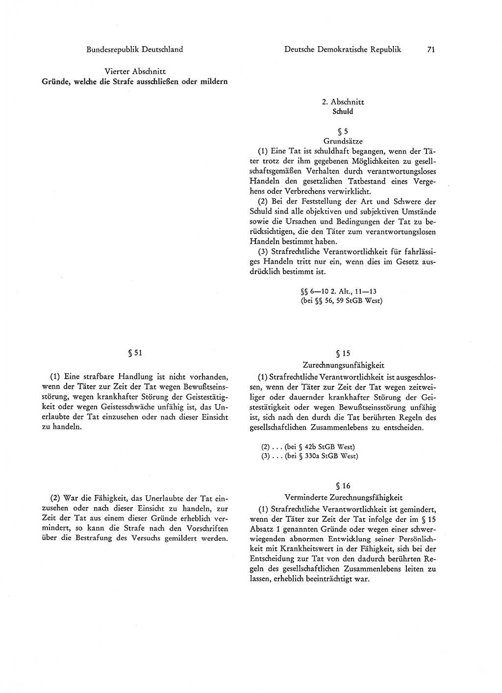 Strafgesetzgebung in Deutschland [Bundesrepublik Deutschland (BRD) und Deutsche Demokratische Republik (DDR)] 1972, Seite 71 (Str.-Ges. Dtl. StGB BRD DDR 1972, S. 71)