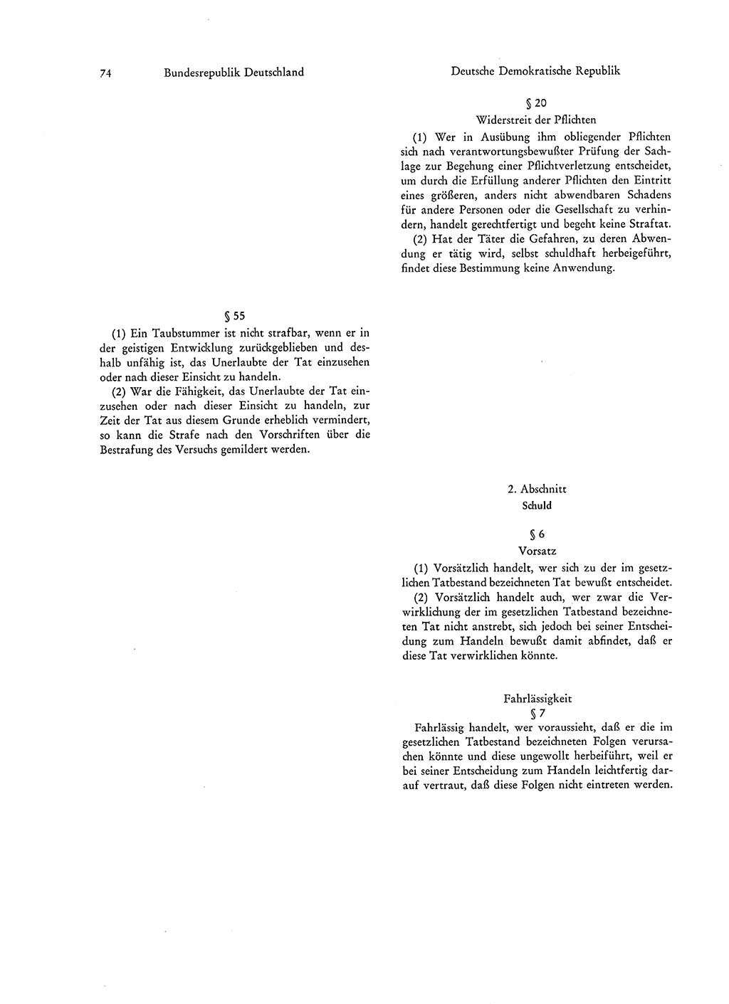 Strafgesetzgebung in Deutschland [Bundesrepublik Deutschland (BRD) und Deutsche Demokratische Republik (DDR)] 1972, Seite 74 (Str.-Ges. Dtl. StGB BRD DDR 1972, S. 74)
