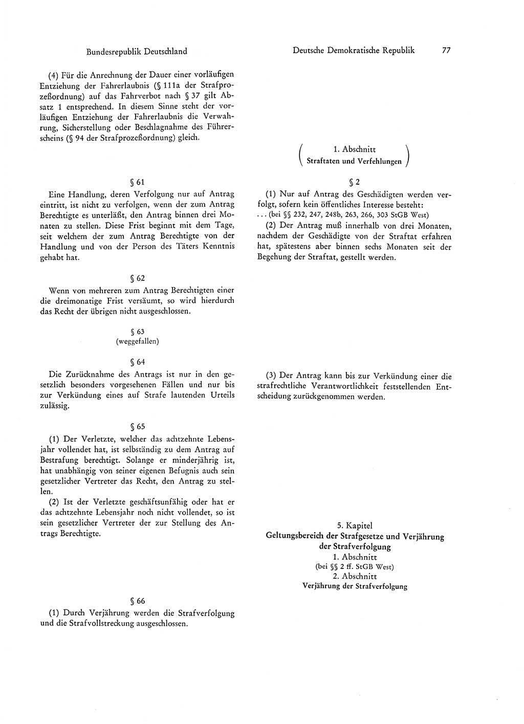 Strafgesetzgebung in Deutschland [Bundesrepublik Deutschland (BRD) und Deutsche Demokratische Republik (DDR)] 1972, Seite 77 (Str.-Ges. Dtl. StGB BRD DDR 1972, S. 77)