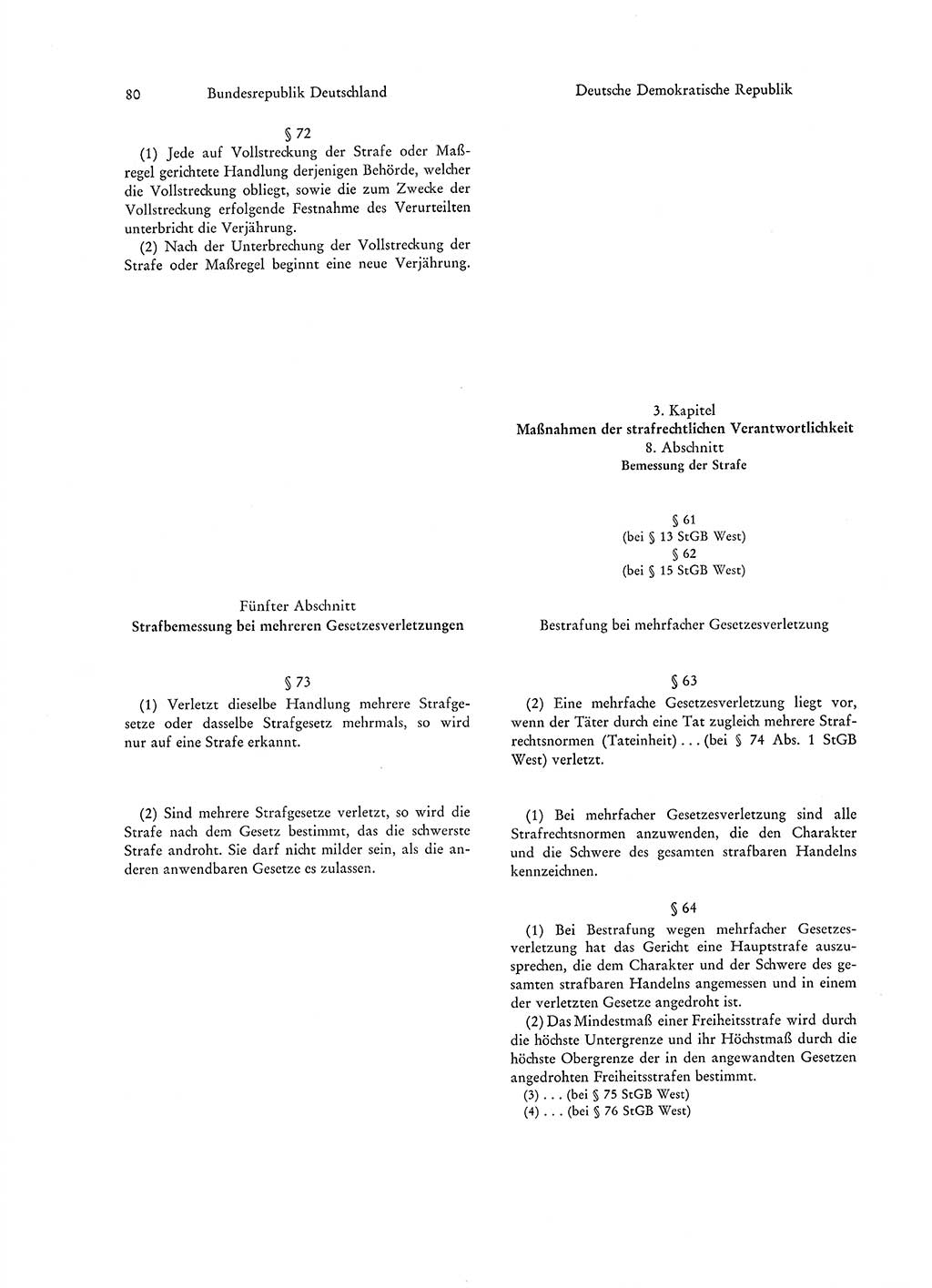 Strafgesetzgebung in Deutschland [Bundesrepublik Deutschland (BRD) und Deutsche Demokratische Republik (DDR)] 1972, Seite 80 (Str.-Ges. Dtl. StGB BRD DDR 1972, S. 80)