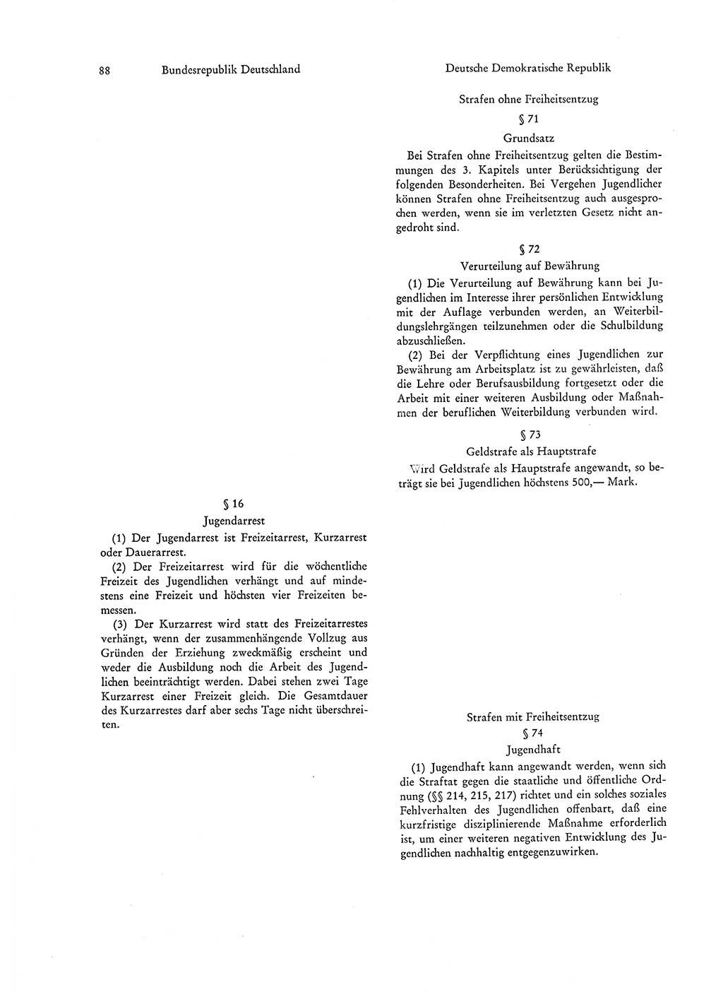 Strafgesetzgebung in Deutschland [Bundesrepublik Deutschland (BRD) und Deutsche Demokratische Republik (DDR)] 1972, Seite 88 (Str.-Ges. Dtl. StGB BRD DDR 1972, S. 88)