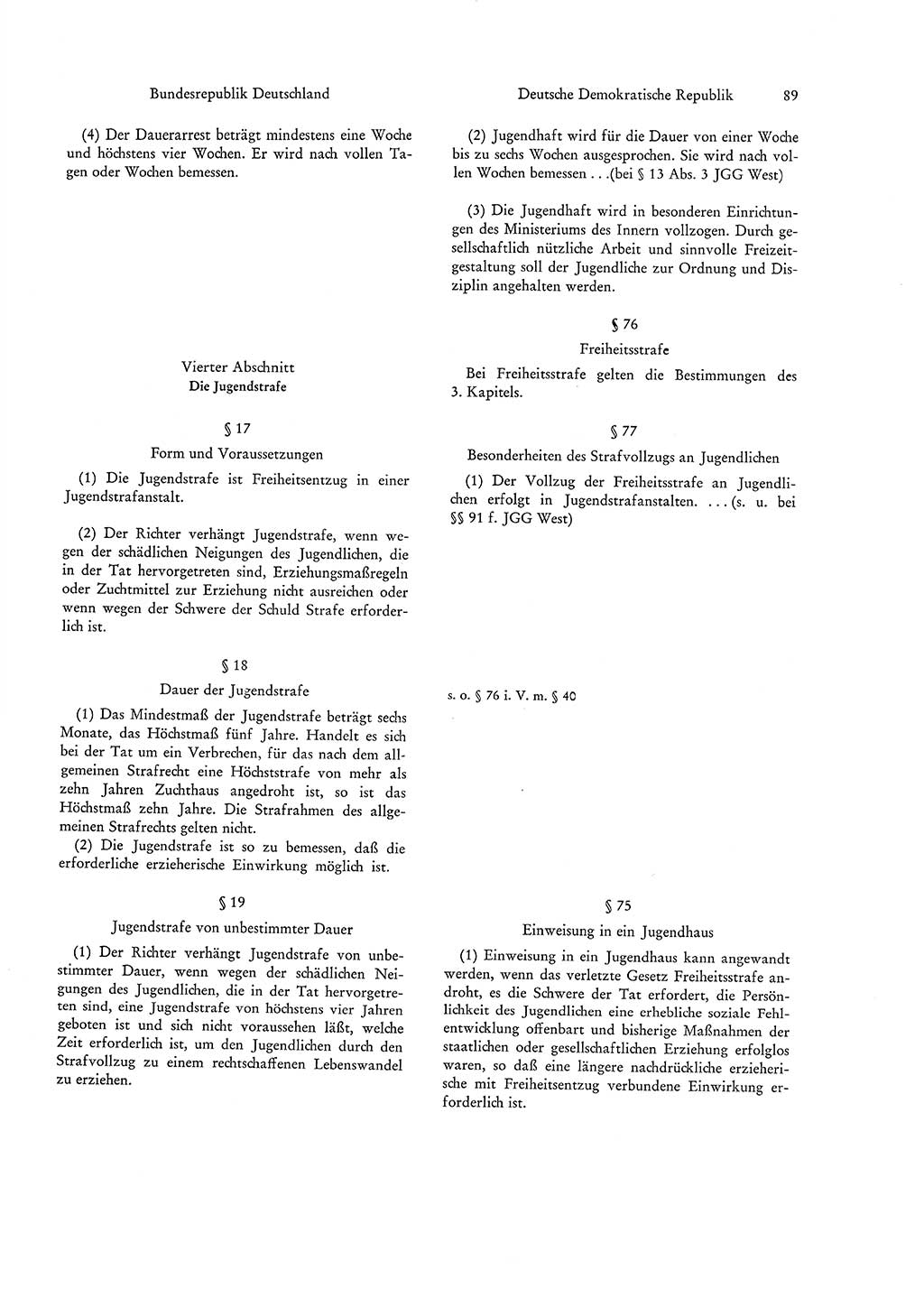 Strafgesetzgebung in Deutschland [Bundesrepublik Deutschland (BRD) und Deutsche Demokratische Republik (DDR)] 1972, Seite 89 (Str.-Ges. Dtl. StGB BRD DDR 1972, S. 89)