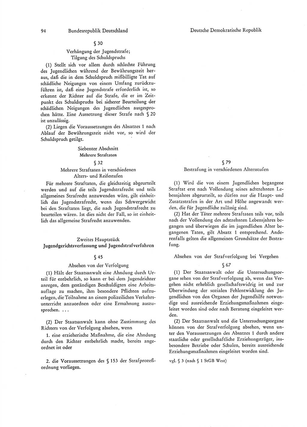 Strafgesetzgebung in Deutschland [Bundesrepublik Deutschland (BRD) und Deutsche Demokratische Republik (DDR)] 1972, Seite 94 (Str.-Ges. Dtl. StGB BRD DDR 1972, S. 94)