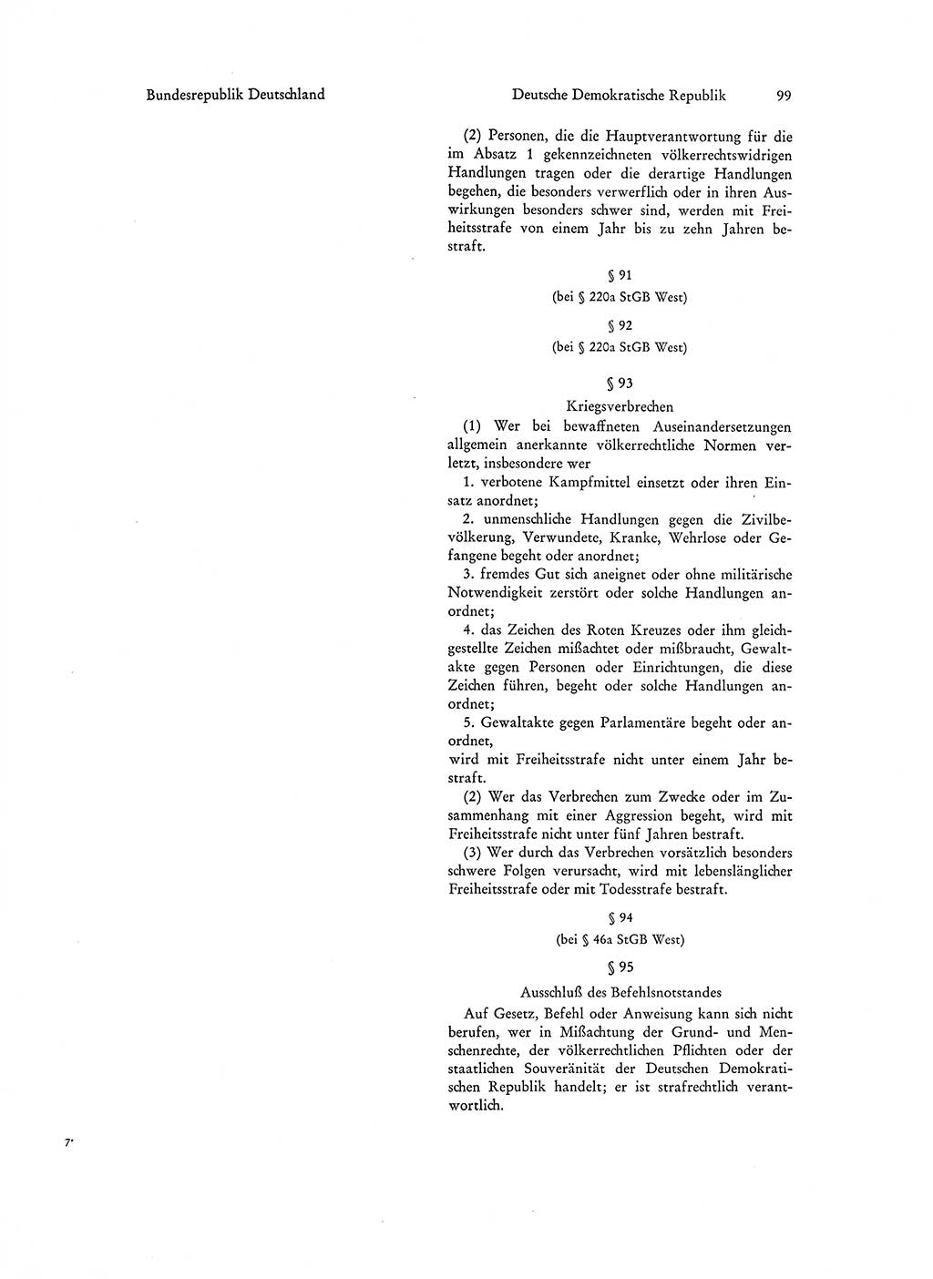 Strafgesetzgebung in Deutschland [Bundesrepublik Deutschland (BRD) und Deutsche Demokratische Republik (DDR)] 1972, Seite 99 (Str.-Ges. Dtl. StGB BRD DDR 1972, S. 99)