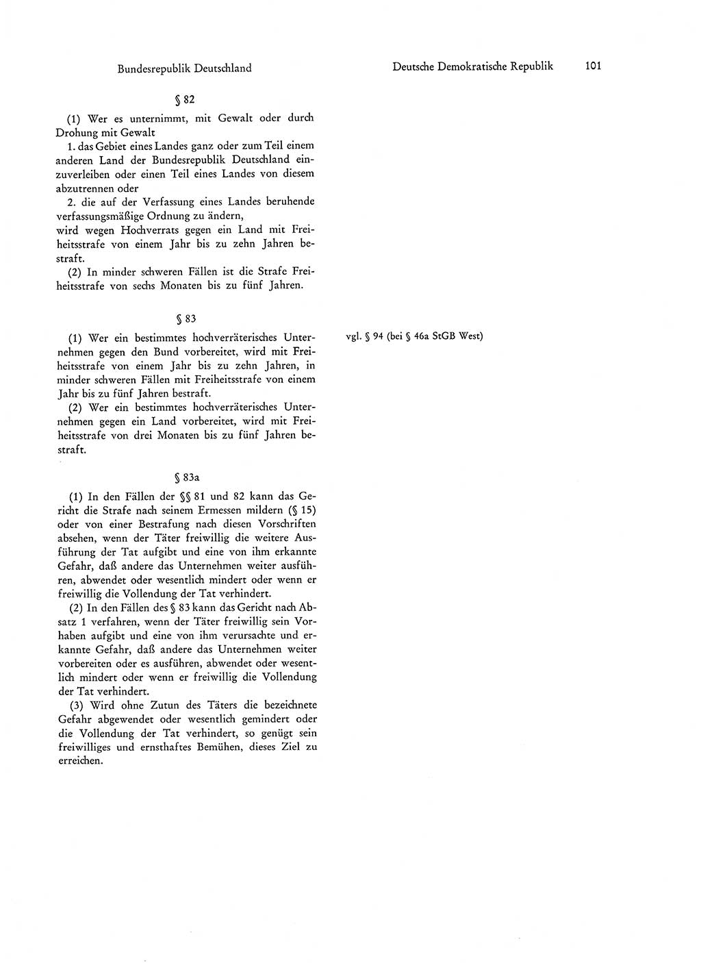 Strafgesetzgebung in Deutschland [Bundesrepublik Deutschland (BRD) und Deutsche Demokratische Republik (DDR)] 1972, Seite 101 (Str.-Ges. Dtl. StGB BRD DDR 1972, S. 101)