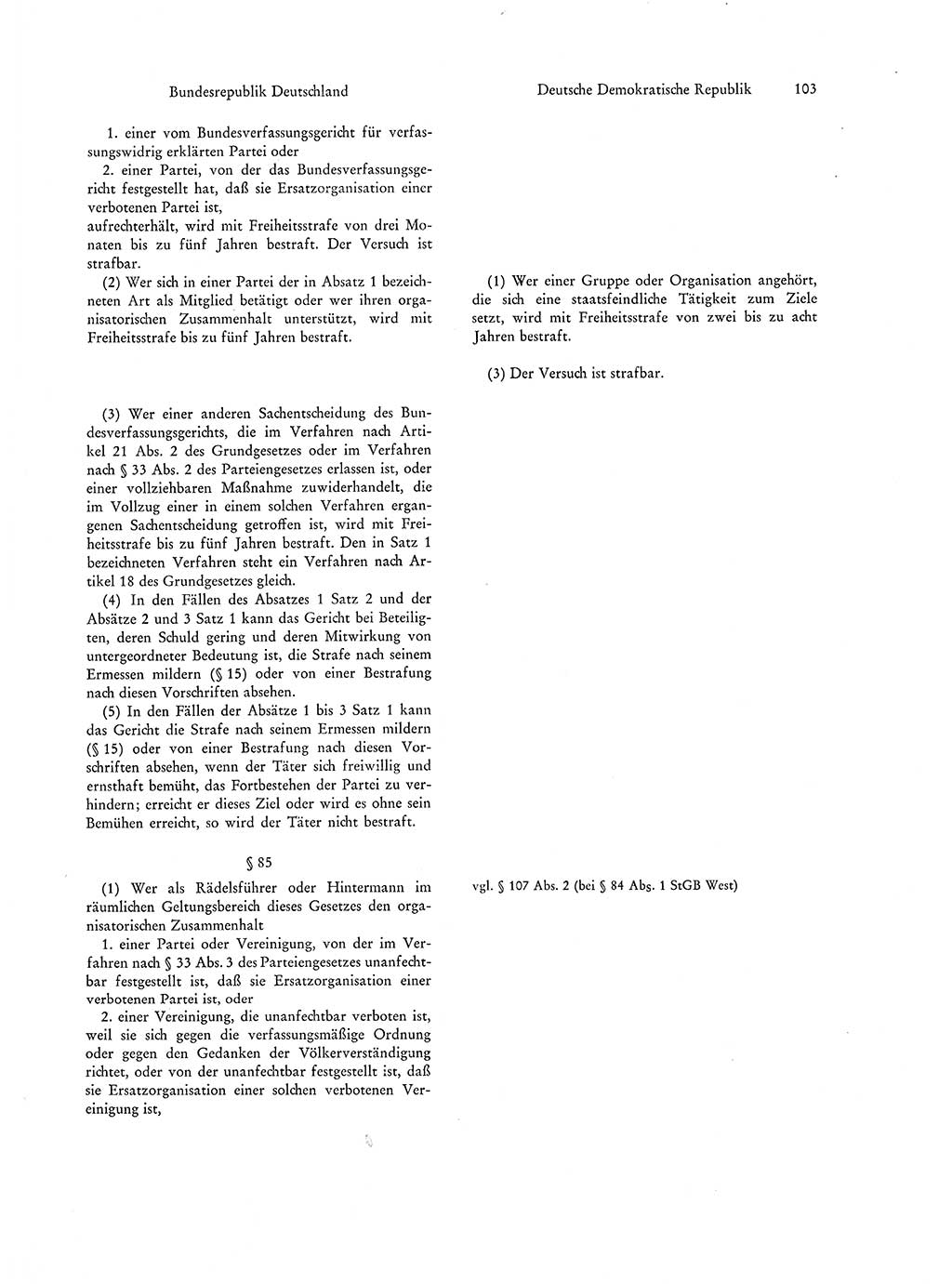 Strafgesetzgebung in Deutschland [Bundesrepublik Deutschland (BRD) und Deutsche Demokratische Republik (DDR)] 1972, Seite 103 (Str.-Ges. Dtl. StGB BRD DDR 1972, S. 103)