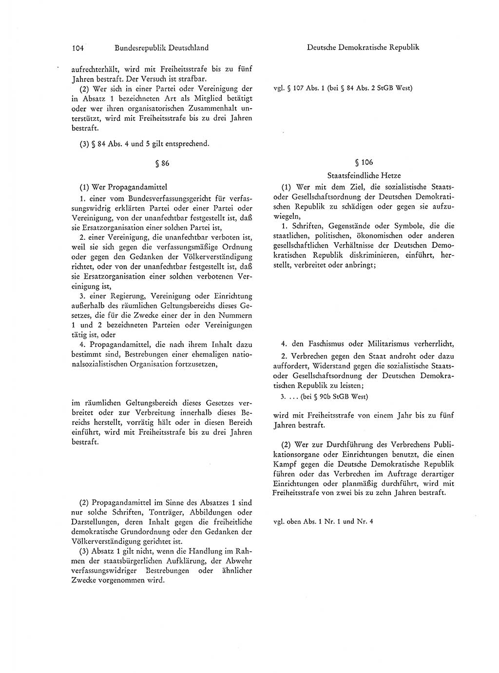 Strafgesetzgebung in Deutschland [Bundesrepublik Deutschland (BRD) und Deutsche Demokratische Republik (DDR)] 1972, Seite 104 (Str.-Ges. Dtl. StGB BRD DDR 1972, S. 104)