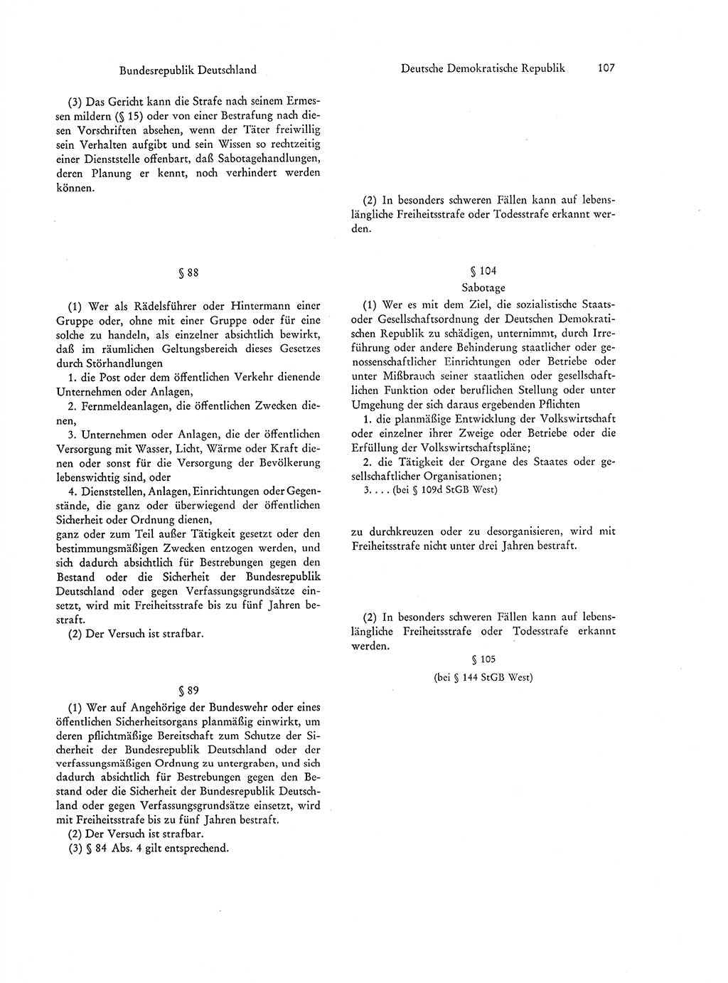 Strafgesetzgebung in Deutschland [Bundesrepublik Deutschland (BRD) und Deutsche Demokratische Republik (DDR)] 1972, Seite 107 (Str.-Ges. Dtl. StGB BRD DDR 1972, S. 107)