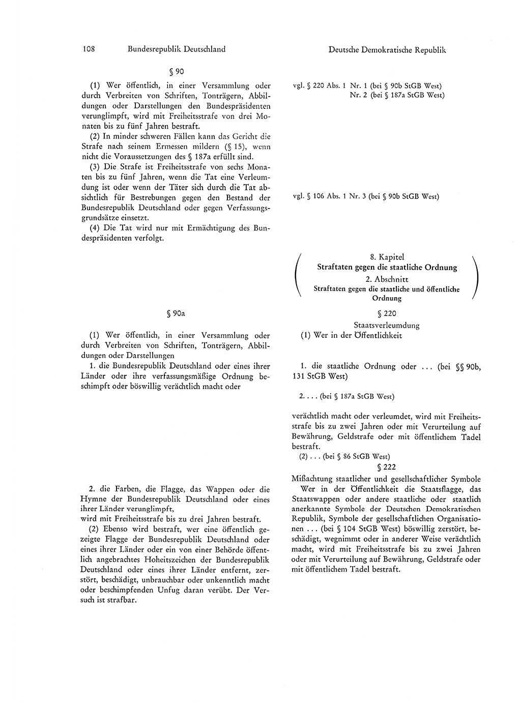 Strafgesetzgebung in Deutschland [Bundesrepublik Deutschland (BRD) und Deutsche Demokratische Republik (DDR)] 1972, Seite 108 (Str.-Ges. Dtl. StGB BRD DDR 1972, S. 108)