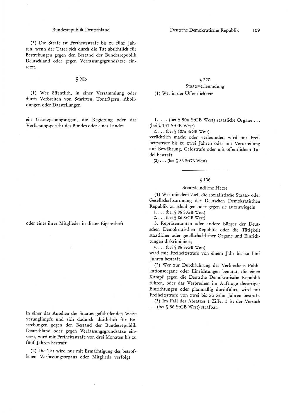 Strafgesetzgebung in Deutschland [Bundesrepublik Deutschland (BRD) und Deutsche Demokratische Republik (DDR)] 1972, Seite 109 (Str.-Ges. Dtl. StGB BRD DDR 1972, S. 109)