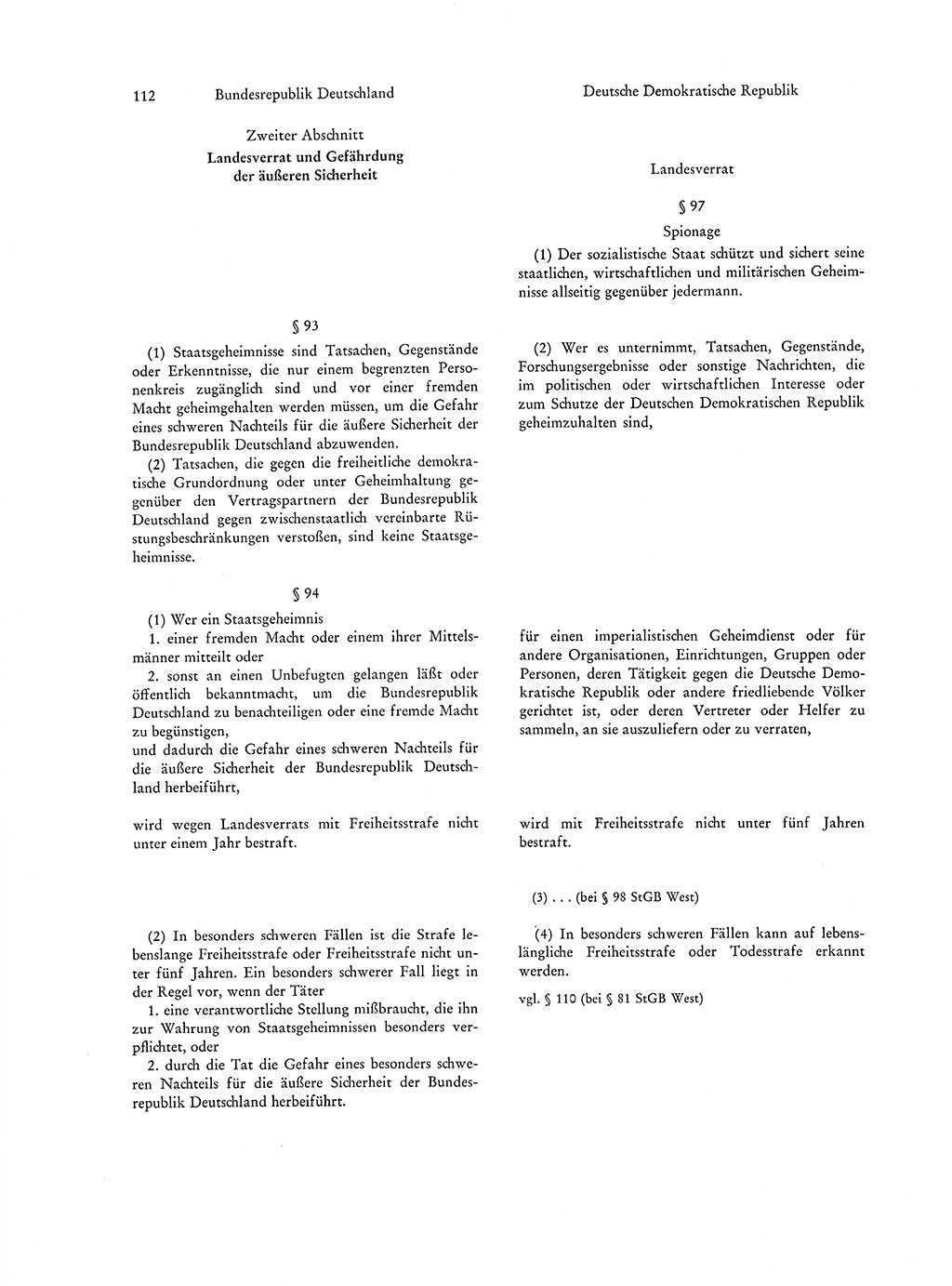 Strafgesetzgebung in Deutschland [Bundesrepublik Deutschland (BRD) und Deutsche Demokratische Republik (DDR)] 1972, Seite 112 (Str.-Ges. Dtl. StGB BRD DDR 1972, S. 112)