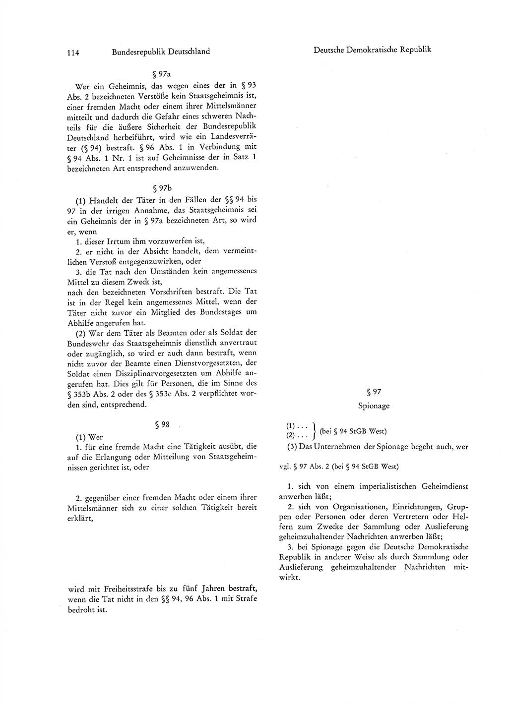 Strafgesetzgebung in Deutschland [Bundesrepublik Deutschland (BRD) und Deutsche Demokratische Republik (DDR)] 1972, Seite 114 (Str.-Ges. Dtl. StGB BRD DDR 1972, S. 114)