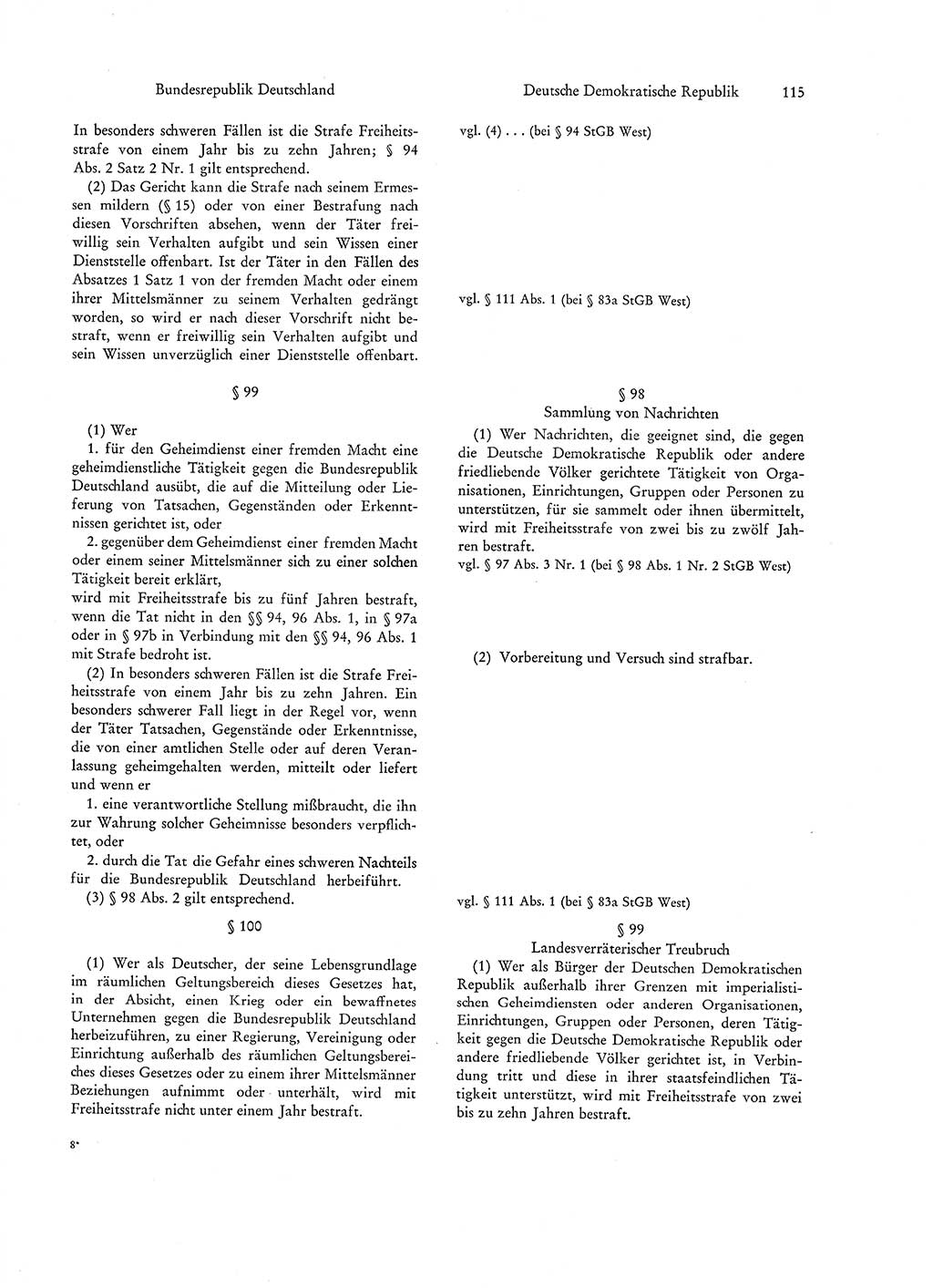 Strafgesetzgebung in Deutschland [Bundesrepublik Deutschland (BRD) und Deutsche Demokratische Republik (DDR)] 1972, Seite 115 (Str.-Ges. Dtl. StGB BRD DDR 1972, S. 115)