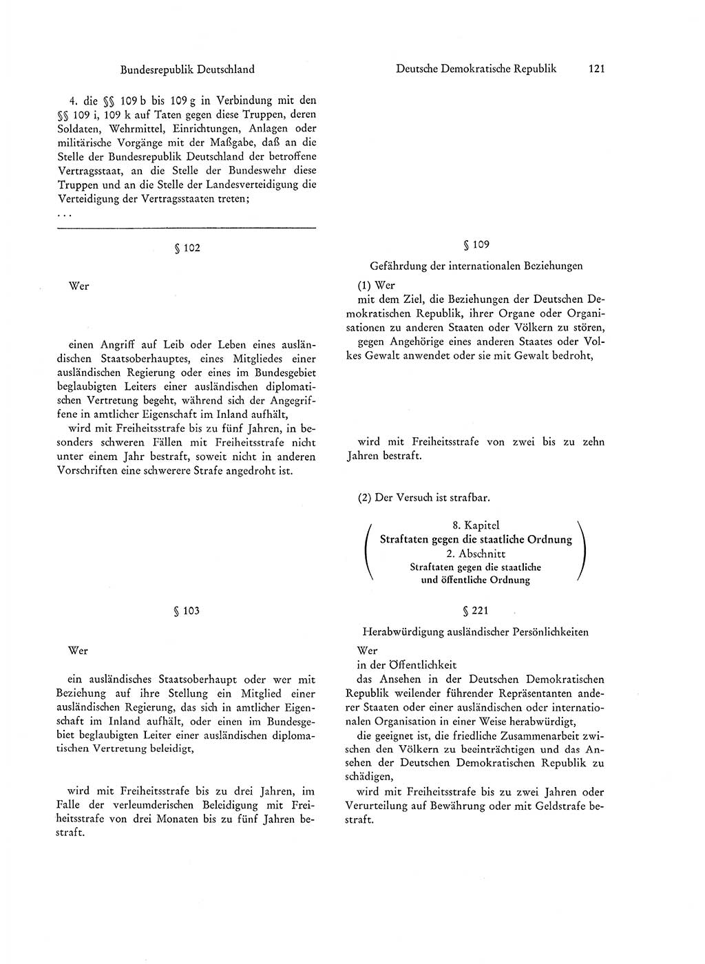 Strafgesetzgebung in Deutschland [Bundesrepublik Deutschland (BRD) und Deutsche Demokratische Republik (DDR)] 1972, Seite 121 (Str.-Ges. Dtl. StGB BRD DDR 1972, S. 121)