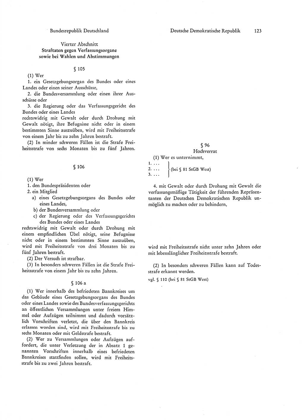 Strafgesetzgebung in Deutschland [Bundesrepublik Deutschland (BRD) und Deutsche Demokratische Republik (DDR)] 1972, Seite 123 (Str.-Ges. Dtl. StGB BRD DDR 1972, S. 123)