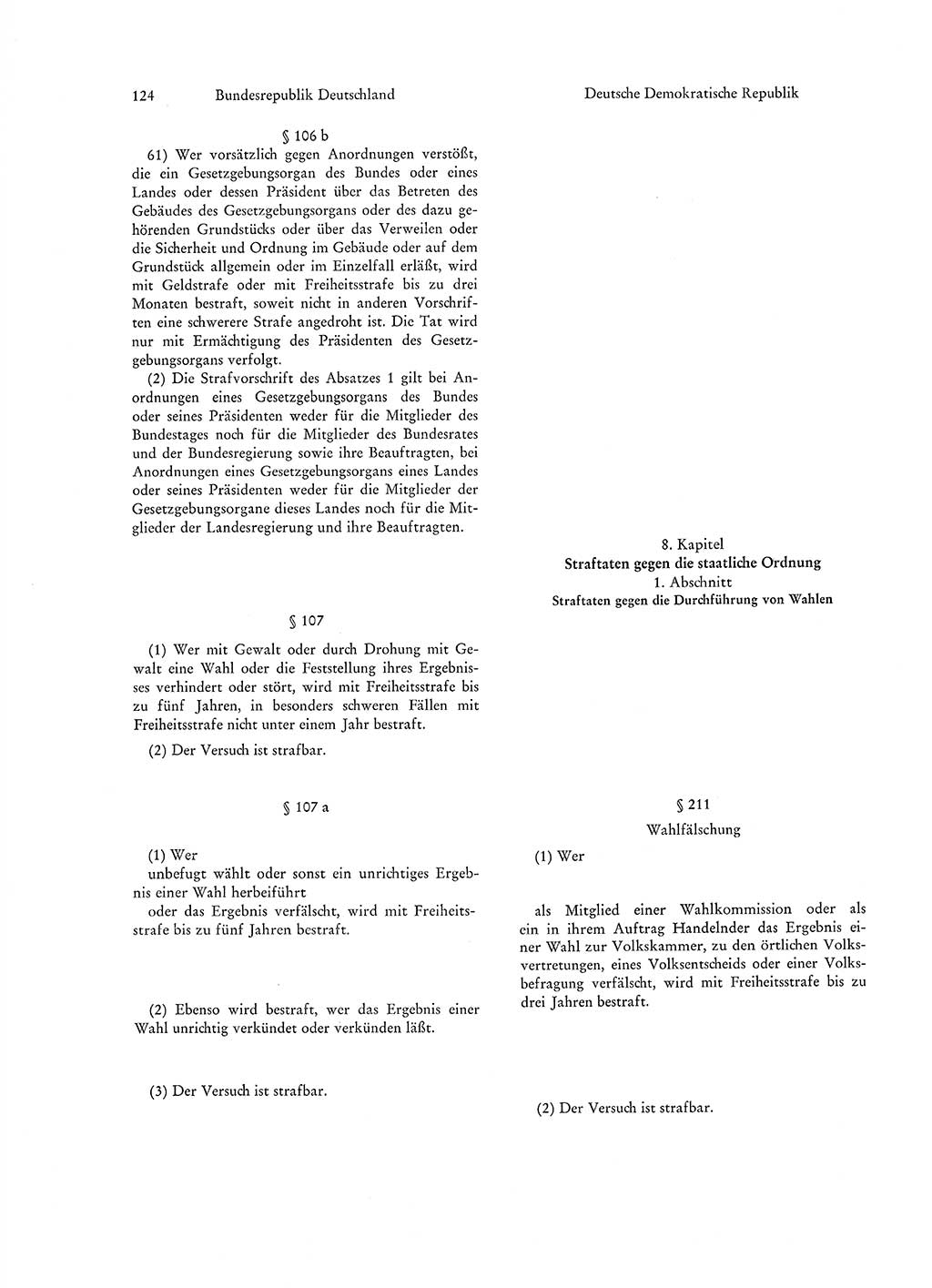 Strafgesetzgebung in Deutschland [Bundesrepublik Deutschland (BRD) und Deutsche Demokratische Republik (DDR)] 1972, Seite 124 (Str.-Ges. Dtl. StGB BRD DDR 1972, S. 124)