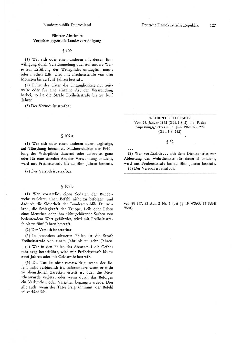 Strafgesetzgebung in Deutschland [Bundesrepublik Deutschland (BRD) und Deutsche Demokratische Republik (DDR)] 1972, Seite 127 (Str.-Ges. Dtl. StGB BRD DDR 1972, S. 127)