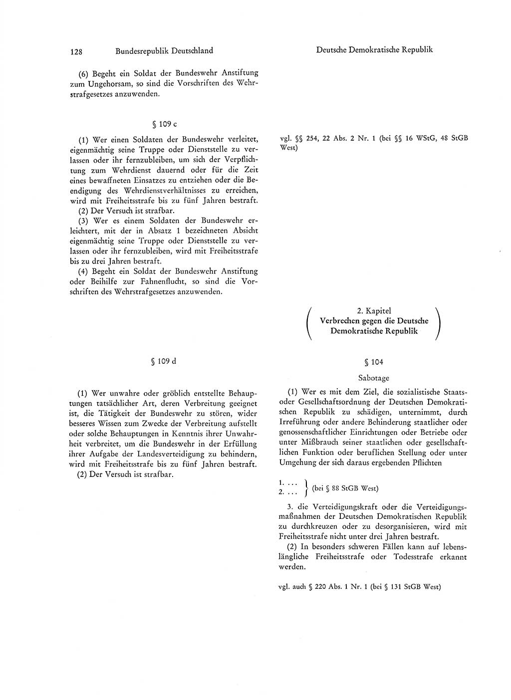 Strafgesetzgebung in Deutschland [Bundesrepublik Deutschland (BRD) und Deutsche Demokratische Republik (DDR)] 1972, Seite 128 (Str.-Ges. Dtl. StGB BRD DDR 1972, S. 128)
