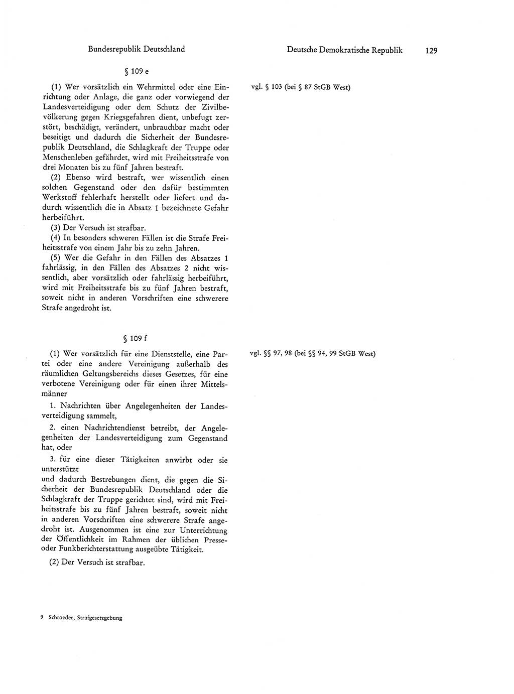 Strafgesetzgebung in Deutschland [Bundesrepublik Deutschland (BRD) und Deutsche Demokratische Republik (DDR)] 1972, Seite 129 (Str.-Ges. Dtl. StGB BRD DDR 1972, S. 129)