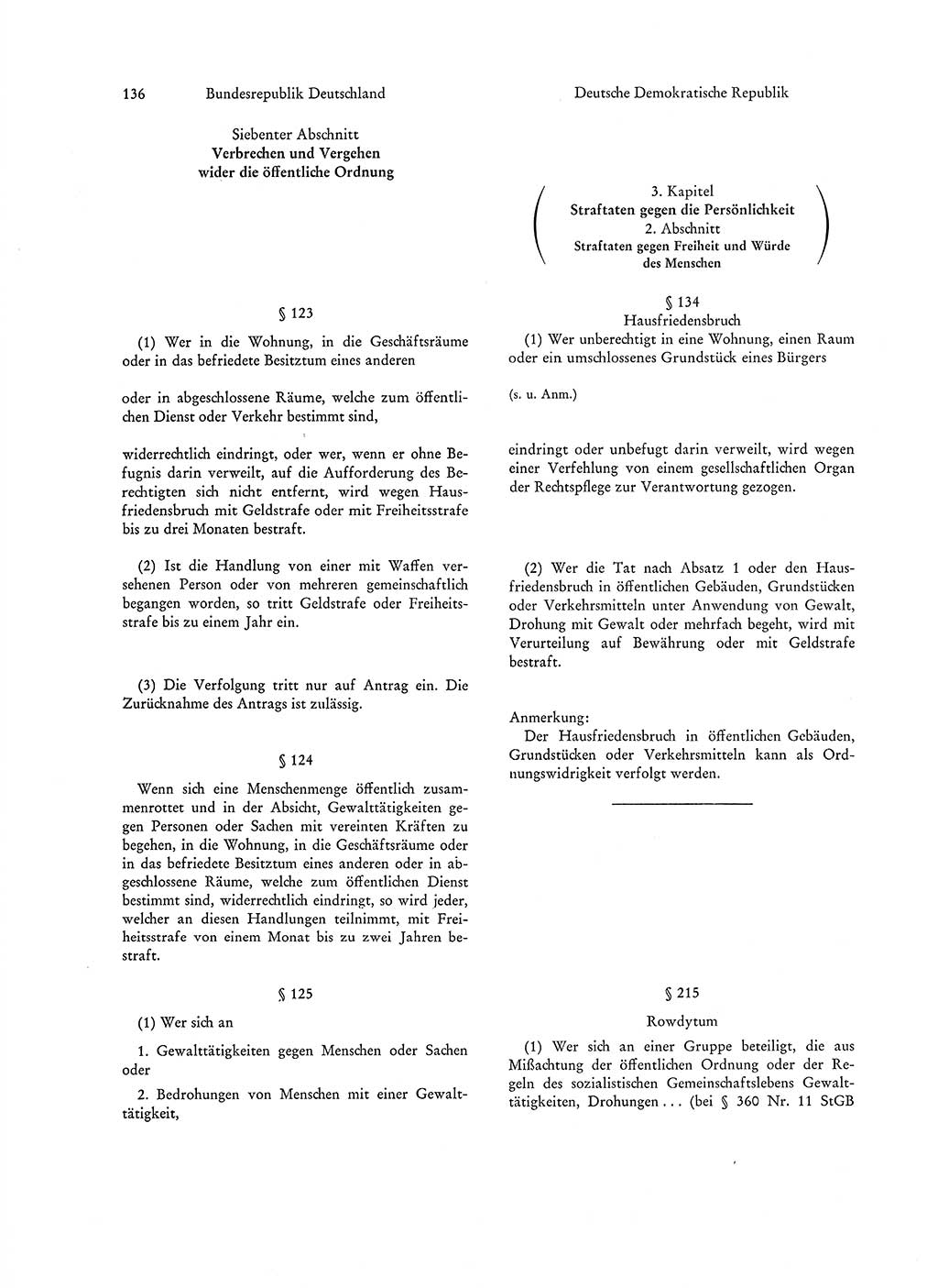 Strafgesetzgebung in Deutschland [Bundesrepublik Deutschland (BRD) und Deutsche Demokratische Republik (DDR)] 1972, Seite 136 (Str.-Ges. Dtl. StGB BRD DDR 1972, S. 136)