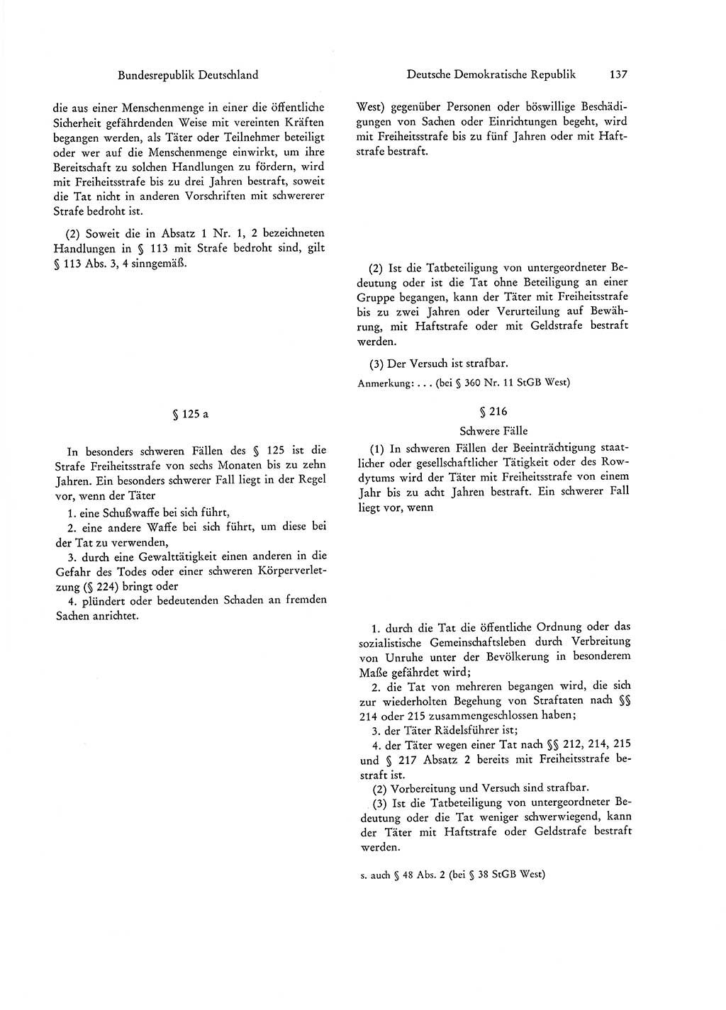 Strafgesetzgebung in Deutschland [Bundesrepublik Deutschland (BRD) und Deutsche Demokratische Republik (DDR)] 1972, Seite 137 (Str.-Ges. Dtl. StGB BRD DDR 1972, S. 137)