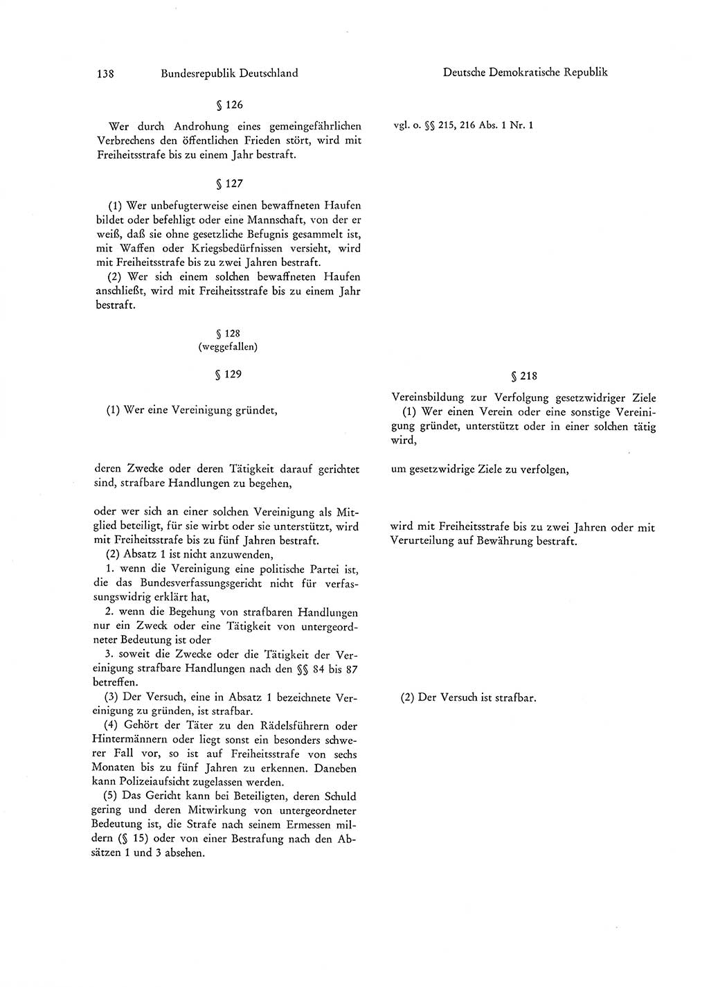 Strafgesetzgebung in Deutschland [Bundesrepublik Deutschland (BRD) und Deutsche Demokratische Republik (DDR)] 1972, Seite 138 (Str.-Ges. Dtl. StGB BRD DDR 1972, S. 138)
