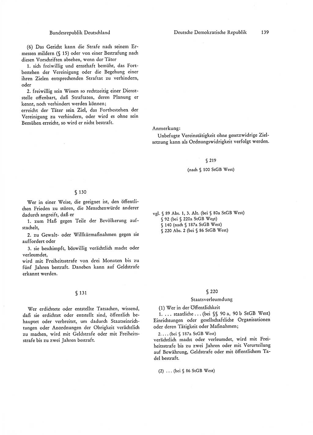 Strafgesetzgebung in Deutschland [Bundesrepublik Deutschland (BRD) und Deutsche Demokratische Republik (DDR)] 1972, Seite 139 (Str.-Ges. Dtl. StGB BRD DDR 1972, S. 139)