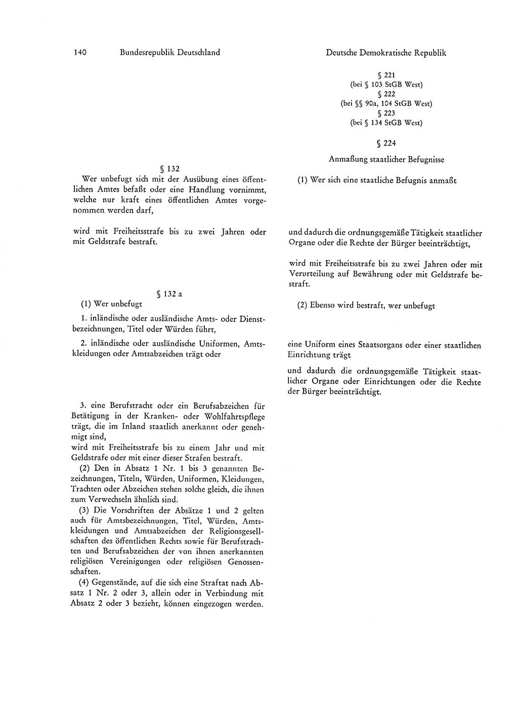 Strafgesetzgebung in Deutschland [Bundesrepublik Deutschland (BRD) und Deutsche Demokratische Republik (DDR)] 1972, Seite 140 (Str.-Ges. Dtl. StGB BRD DDR 1972, S. 140)