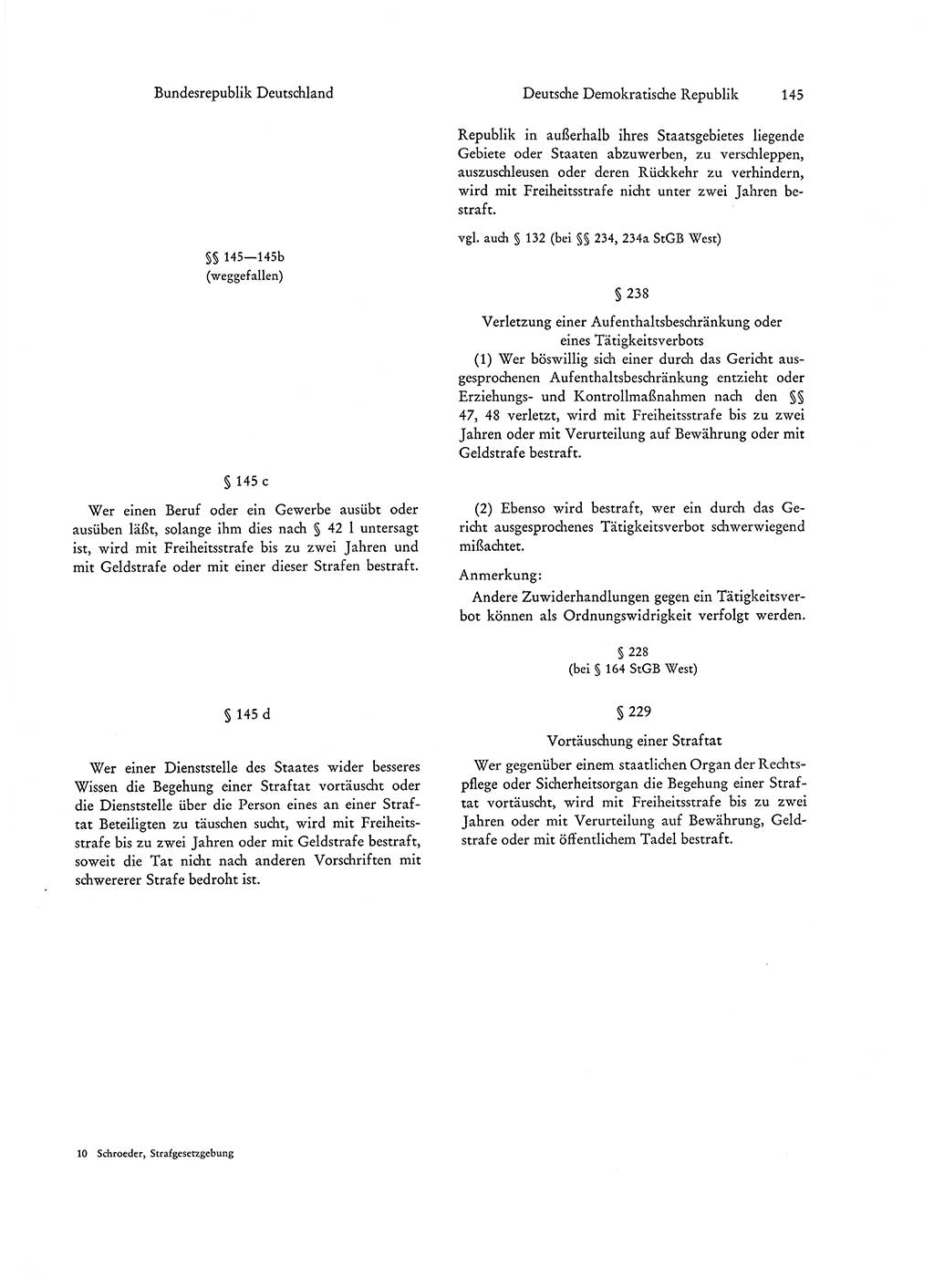 Strafgesetzgebung in Deutschland [Bundesrepublik Deutschland (BRD) und Deutsche Demokratische Republik (DDR)] 1972, Seite 145 (Str.-Ges. Dtl. StGB BRD DDR 1972, S. 145)