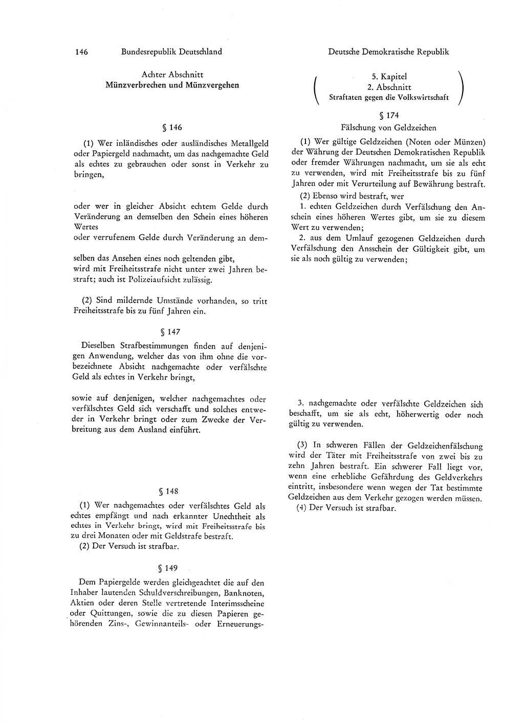 Strafgesetzgebung in Deutschland [Bundesrepublik Deutschland (BRD) und Deutsche Demokratische Republik (DDR)] 1972, Seite 146 (Str.-Ges. Dtl. StGB BRD DDR 1972, S. 146)