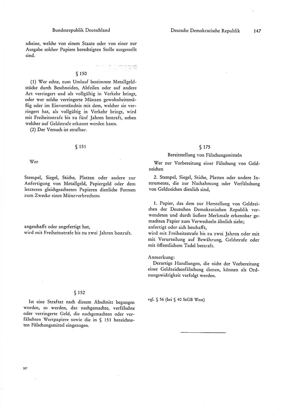 Strafgesetzgebung in Deutschland [Bundesrepublik Deutschland (BRD) und Deutsche Demokratische Republik (DDR)] 1972, Seite 147 (Str.-Ges. Dtl. StGB BRD DDR 1972, S. 147)