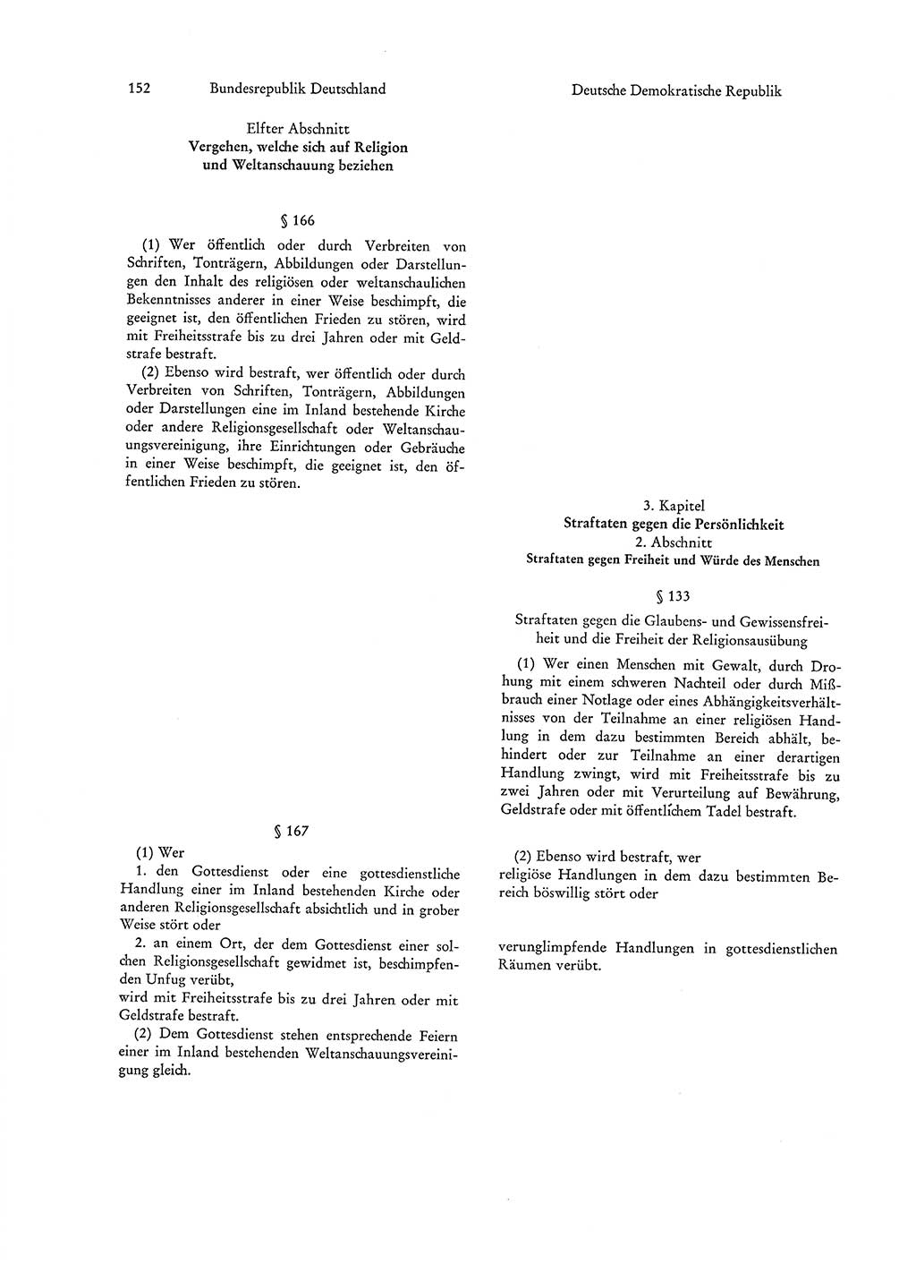 Strafgesetzgebung in Deutschland [Bundesrepublik Deutschland (BRD) und Deutsche Demokratische Republik (DDR)] 1972, Seite 152 (Str.-Ges. Dtl. StGB BRD DDR 1972, S. 152)