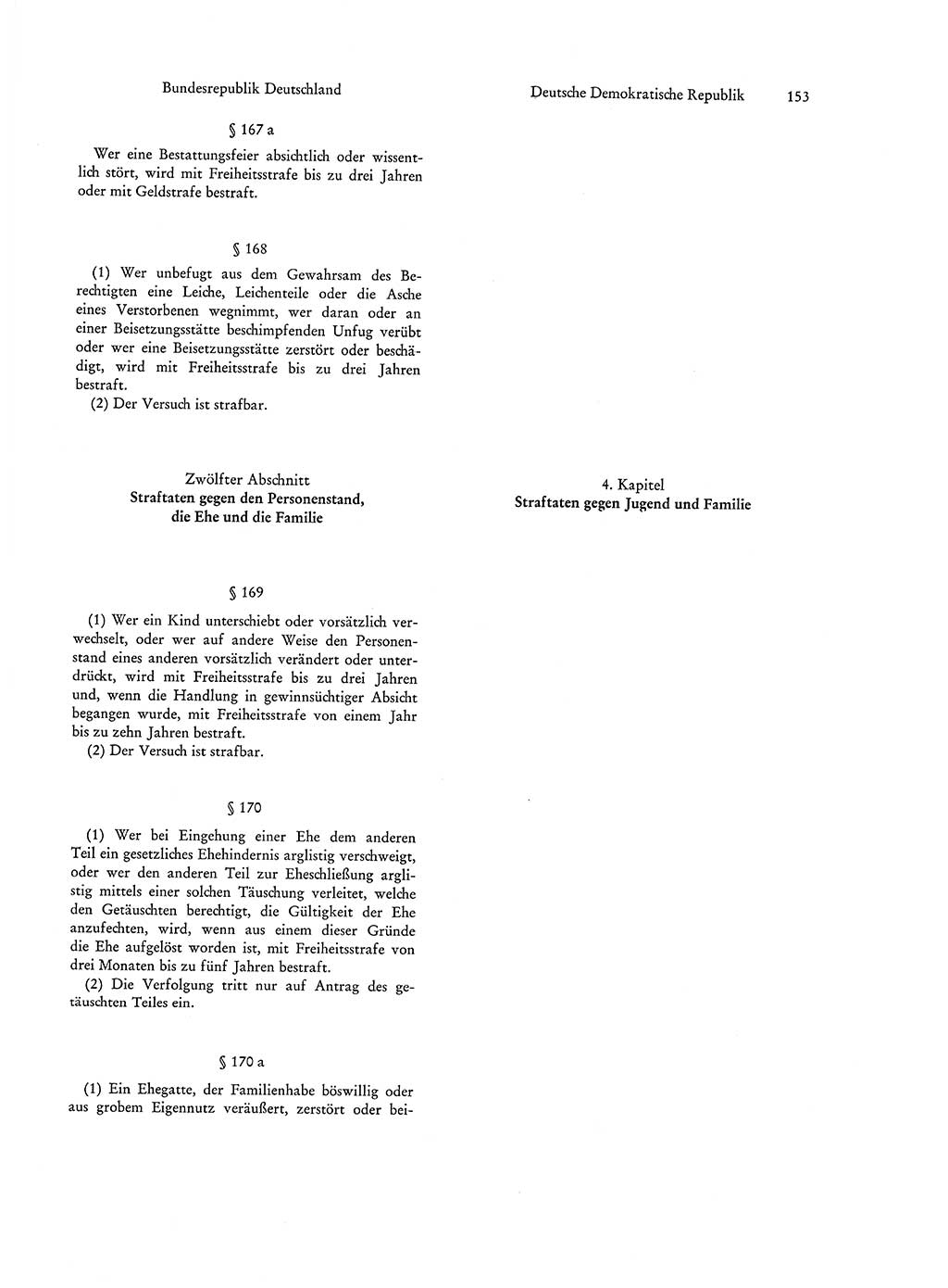 Strafgesetzgebung in Deutschland [Bundesrepublik Deutschland (BRD) und Deutsche Demokratische Republik (DDR)] 1972, Seite 153 (Str.-Ges. Dtl. StGB BRD DDR 1972, S. 153)