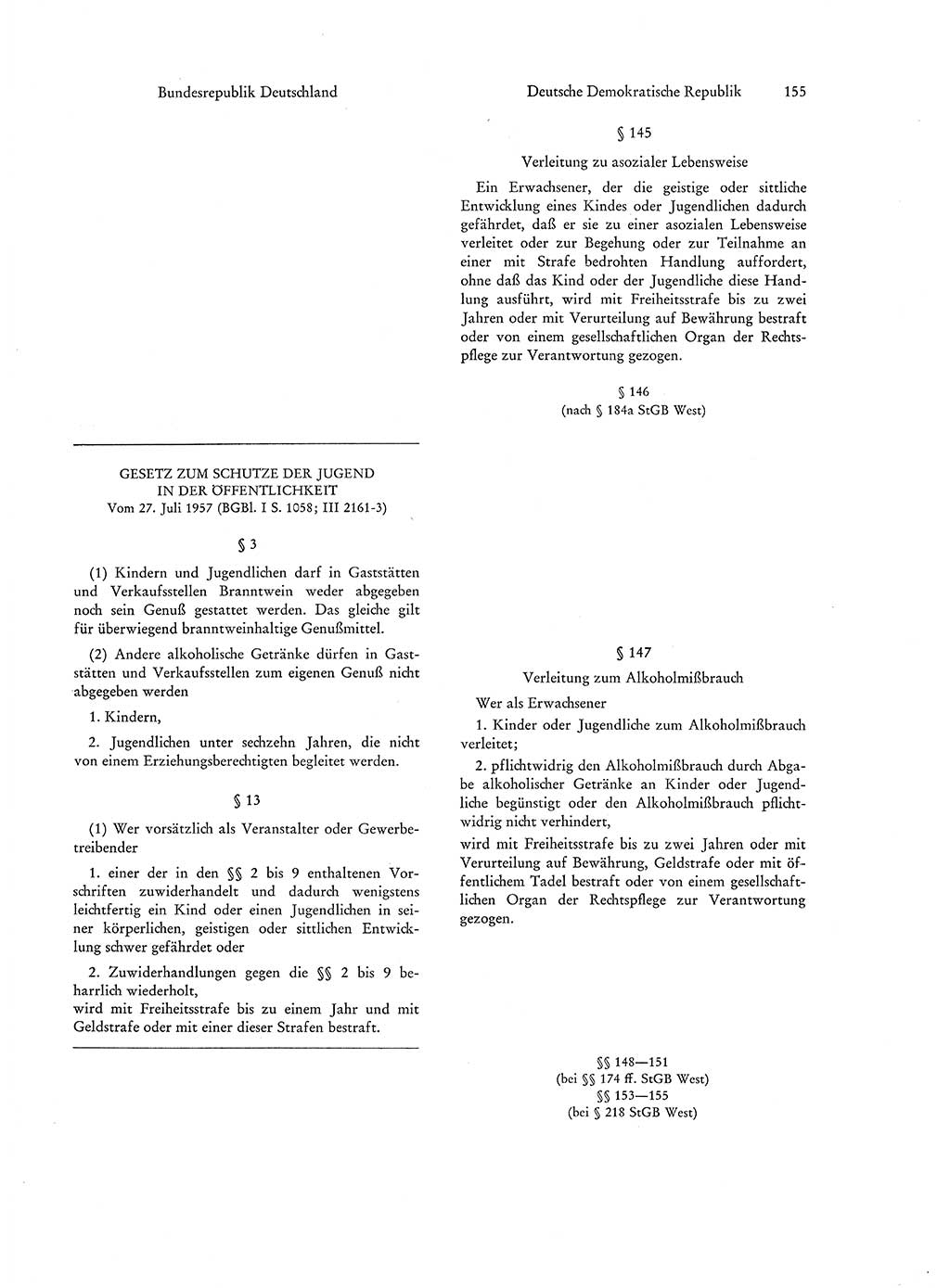 Strafgesetzgebung in Deutschland [Bundesrepublik Deutschland (BRD) und Deutsche Demokratische Republik (DDR)] 1972, Seite 155 (Str.-Ges. Dtl. StGB BRD DDR 1972, S. 155)
