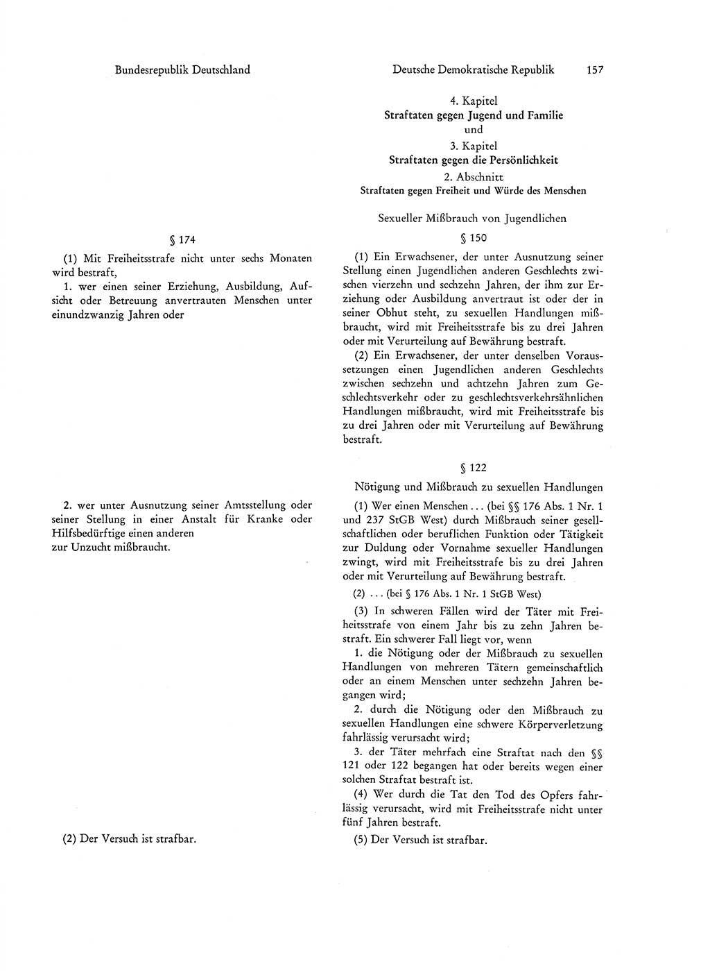 Strafgesetzgebung in Deutschland [Bundesrepublik Deutschland (BRD) und Deutsche Demokratische Republik (DDR)] 1972, Seite 157 (Str.-Ges. Dtl. StGB BRD DDR 1972, S. 157)