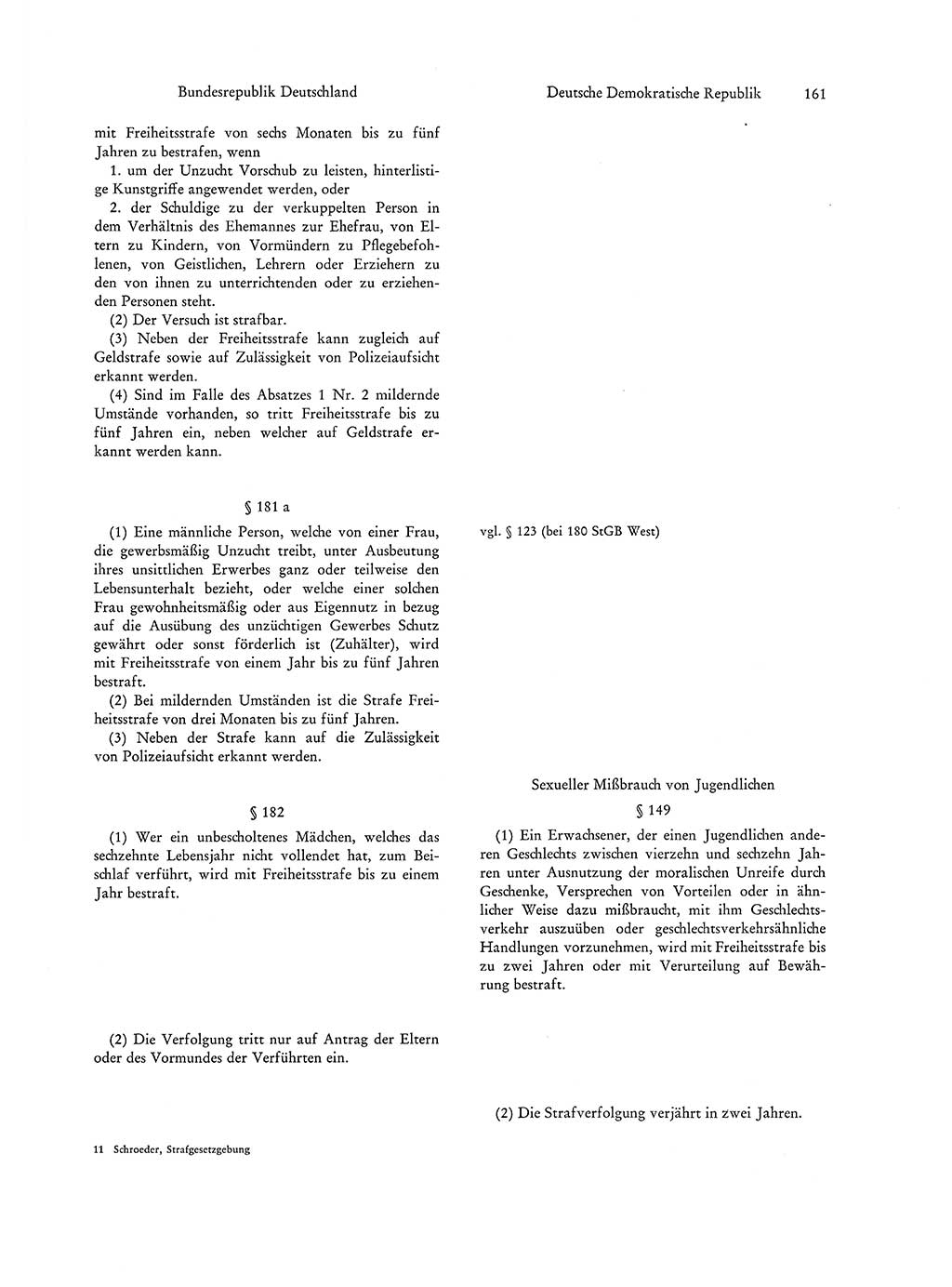 Strafgesetzgebung in Deutschland [Bundesrepublik Deutschland (BRD) und Deutsche Demokratische Republik (DDR)] 1972, Seite 161 (Str.-Ges. Dtl. StGB BRD DDR 1972, S. 161)