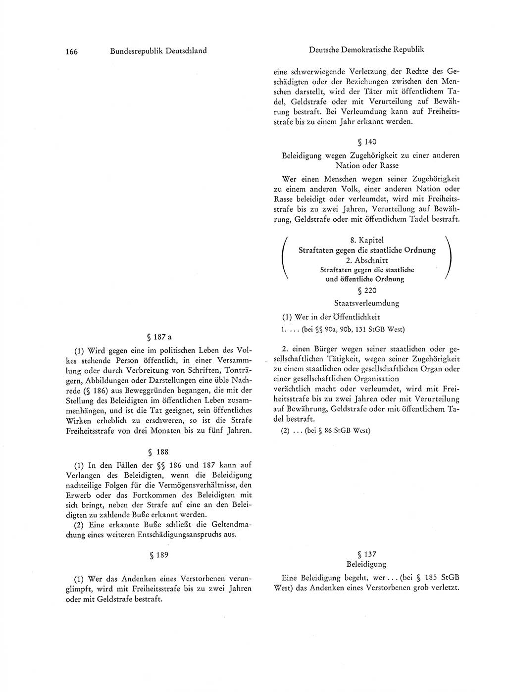Strafgesetzgebung in Deutschland [Bundesrepublik Deutschland (BRD) und Deutsche Demokratische Republik (DDR)] 1972, Seite 166 (Str.-Ges. Dtl. StGB BRD DDR 1972, S. 166)