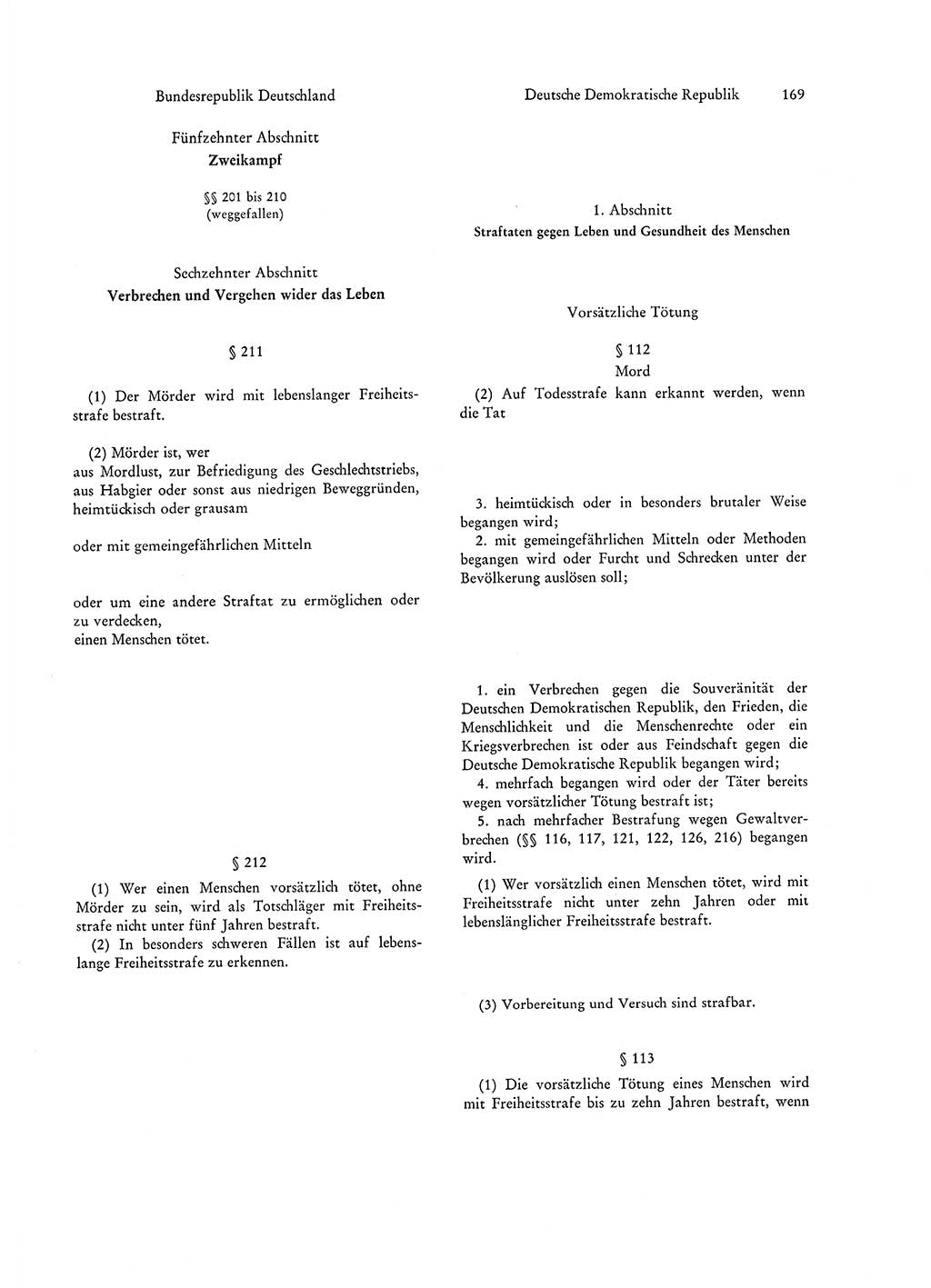 Strafgesetzgebung in Deutschland [Bundesrepublik Deutschland (BRD) und Deutsche Demokratische Republik (DDR)] 1972, Seite 169 (Str.-Ges. Dtl. StGB BRD DDR 1972, S. 169)