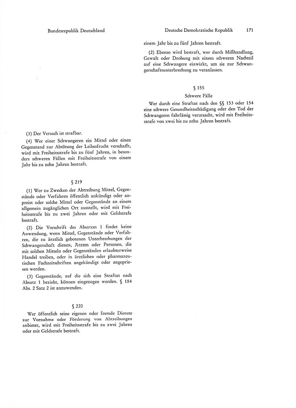 Strafgesetzgebung in Deutschland [Bundesrepublik Deutschland (BRD) und Deutsche Demokratische Republik (DDR)] 1972, Seite 171 (Str.-Ges. Dtl. StGB BRD DDR 1972, S. 171)
