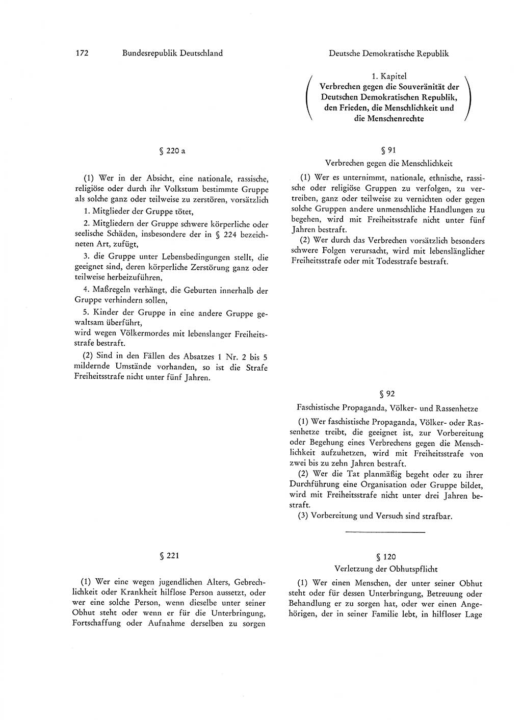 Strafgesetzgebung in Deutschland [Bundesrepublik Deutschland (BRD) und Deutsche Demokratische Republik (DDR)] 1972, Seite 172 (Str.-Ges. Dtl. StGB BRD DDR 1972, S. 172)